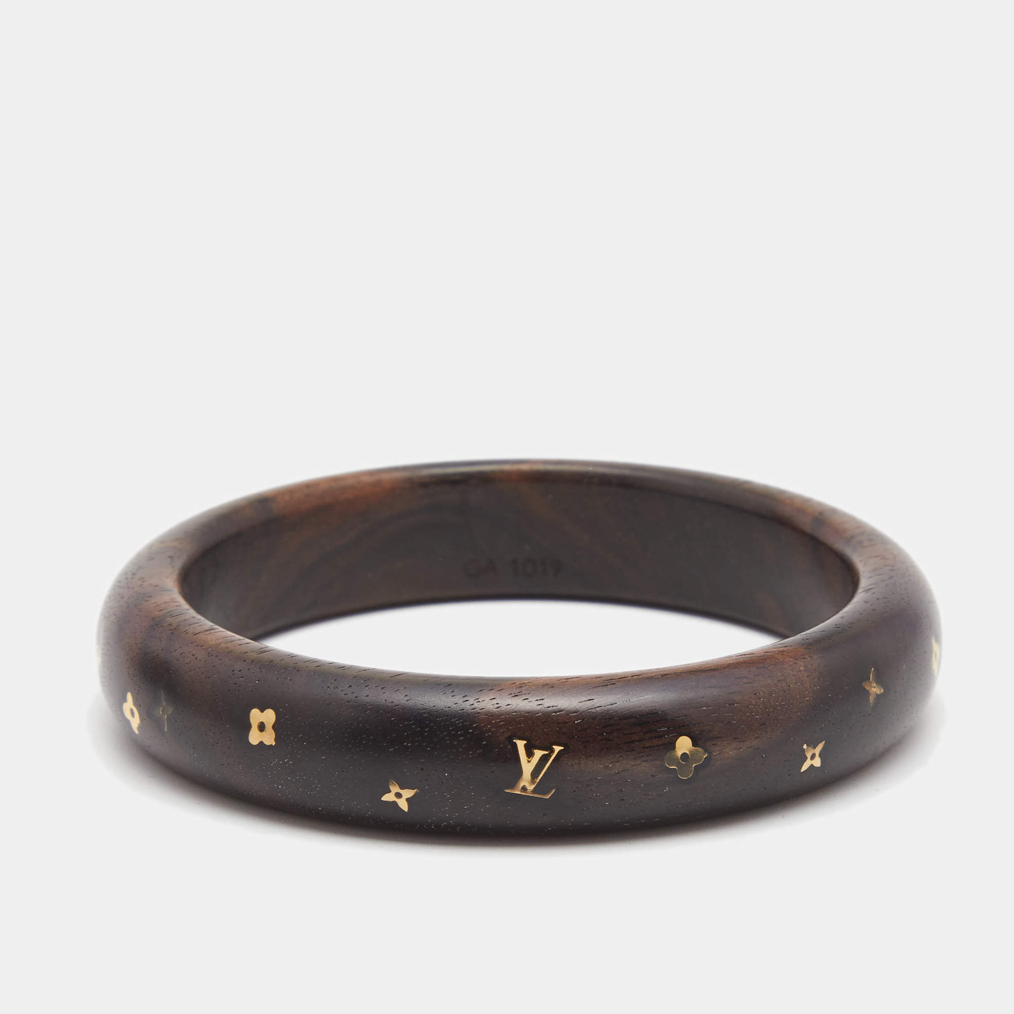 Louis Vuitton Wood Gold Tone Bangle Bracelet