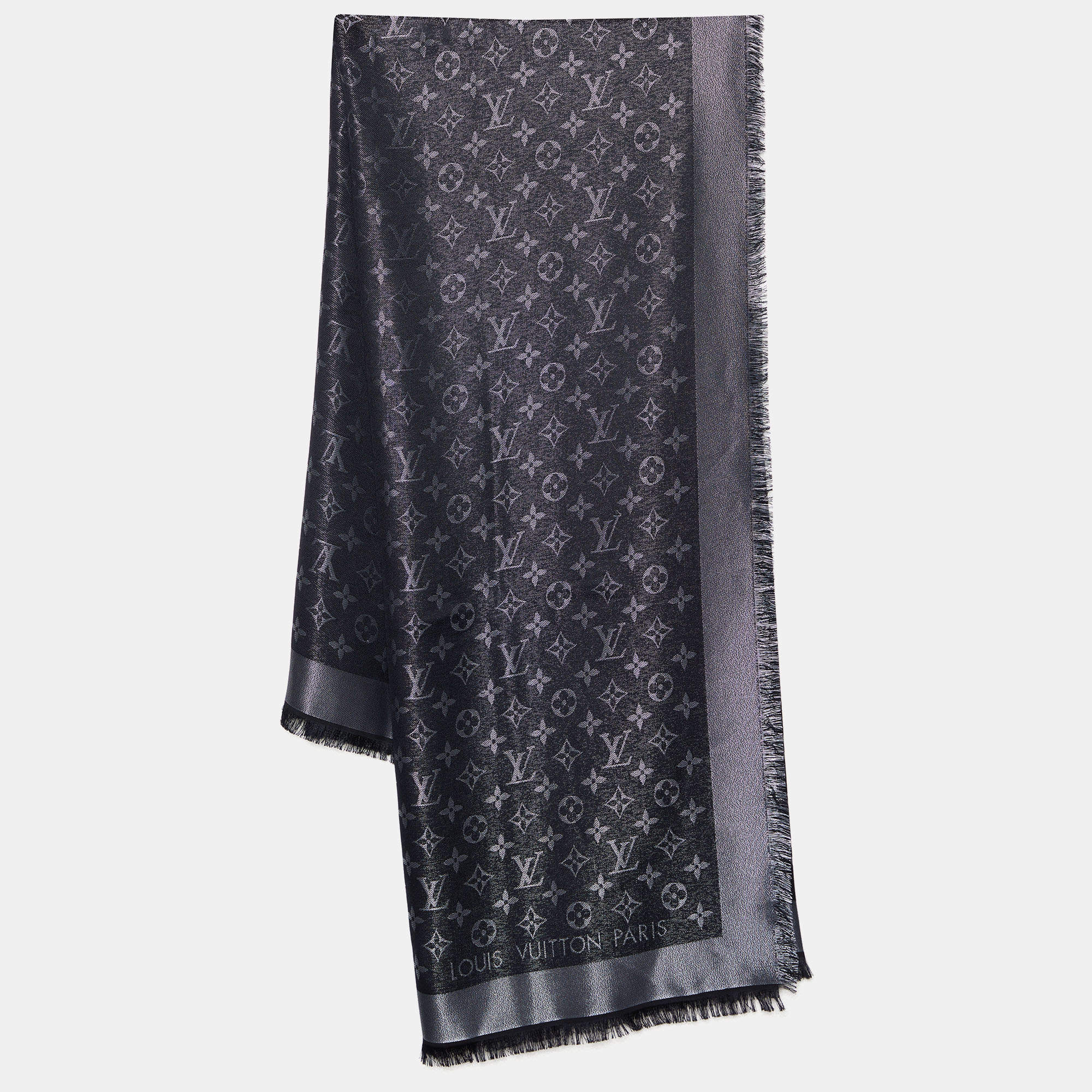 Pre Owned Louis Vuitton Black Monogram Shine Shawl