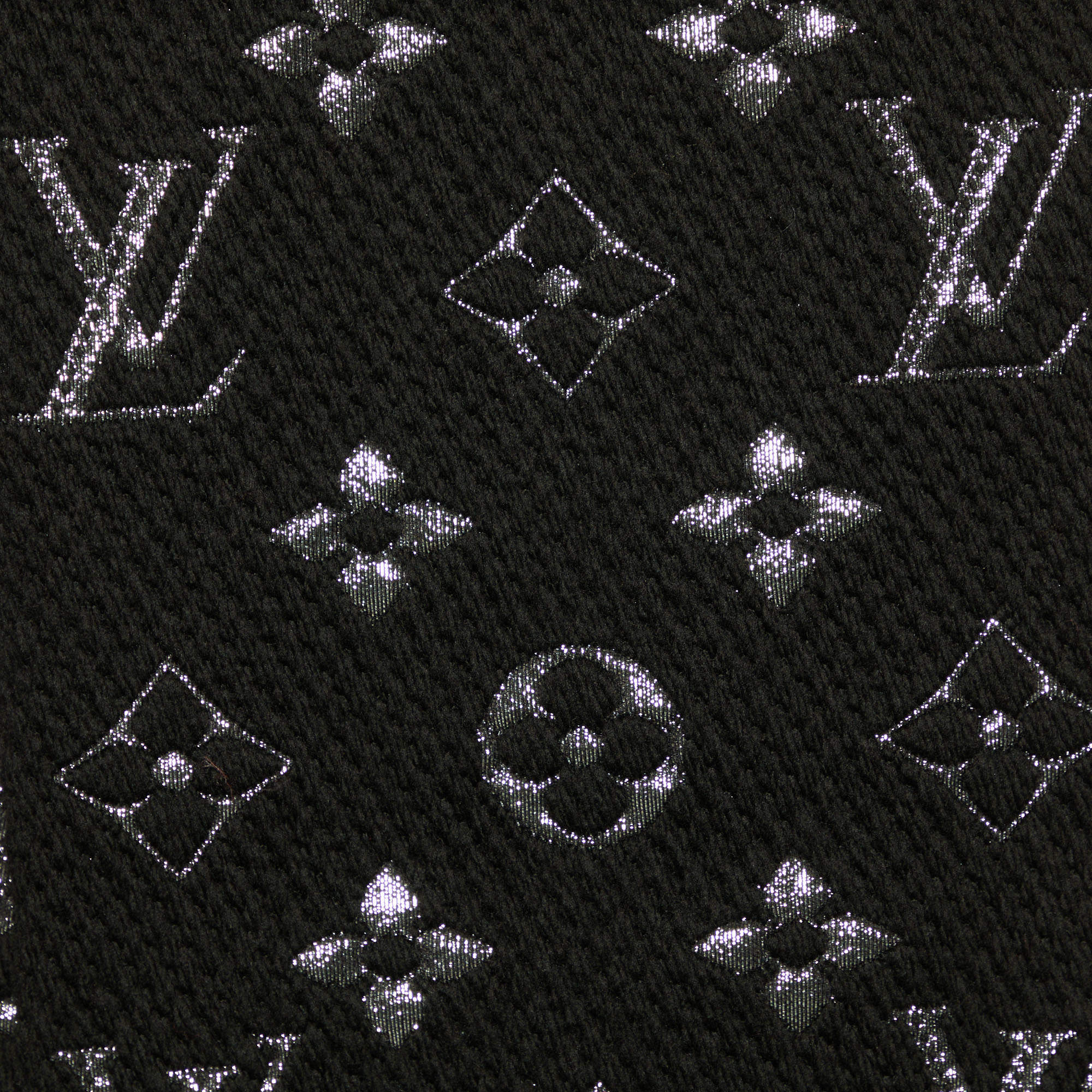 Louis Vuitton Black Silver Logomania Shine Scarf, myGemma
