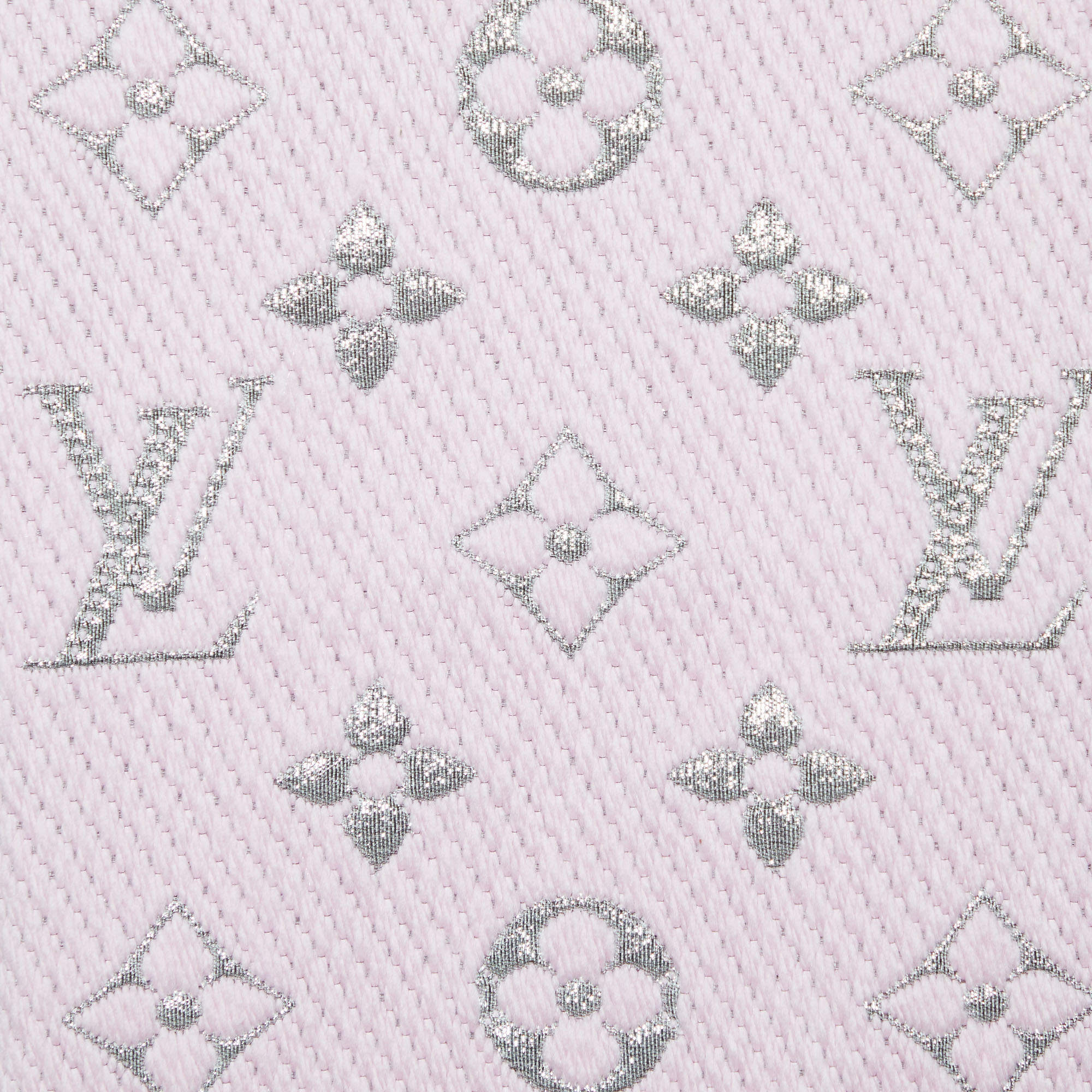 LOUIS VUITTON Wool Silk Logomania Shine Scarf Pink 1279288