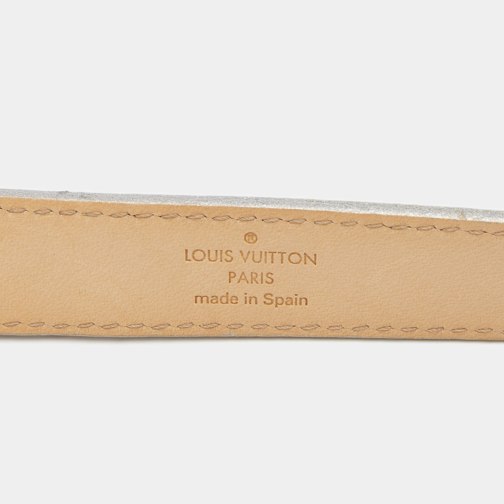 LOUIS VUITTON Leather Cursive Script Belt Silver - S: 80 (32)