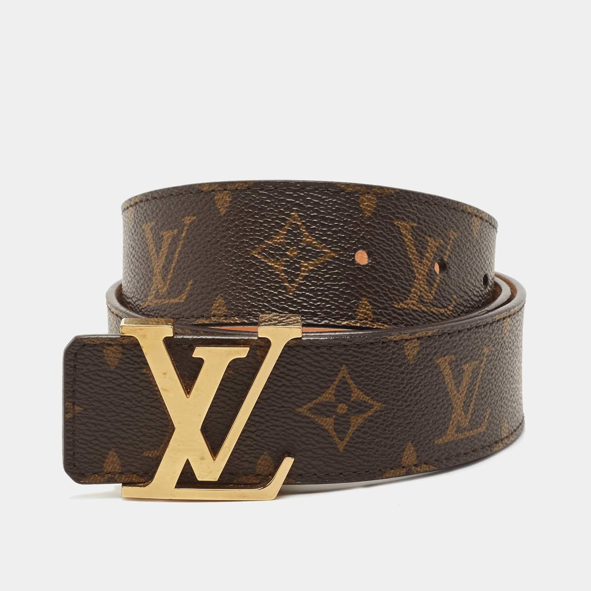 Initiales leather belt Louis Vuitton Brown size 100 cm in Cloth - 37677034