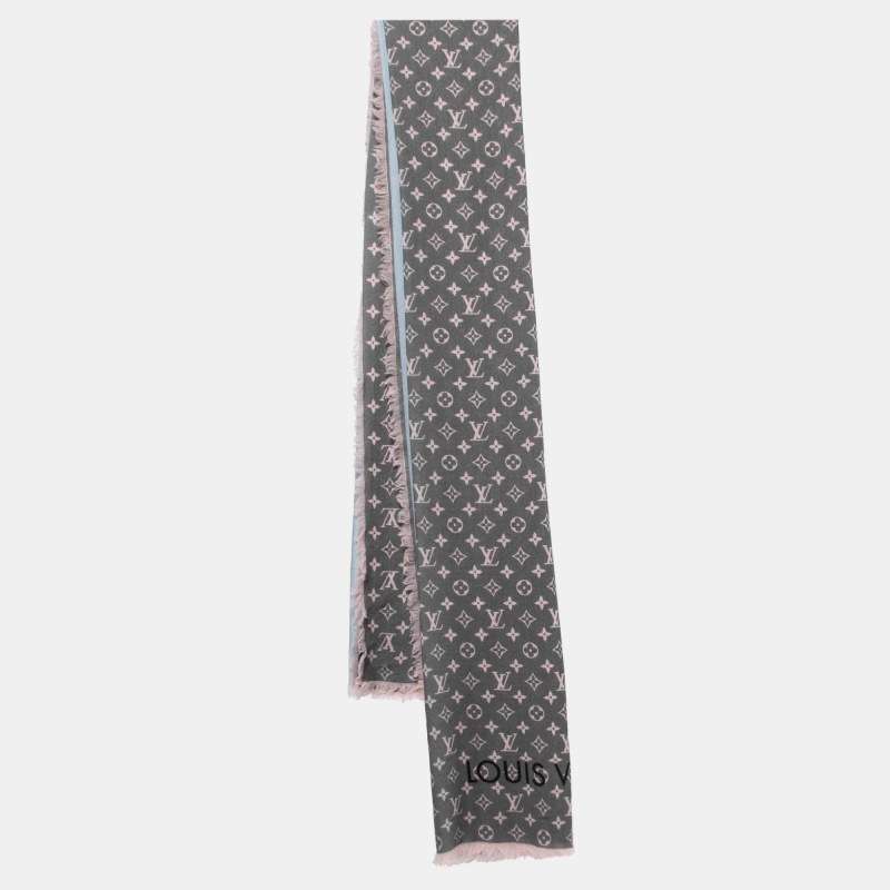 LOUIS VUITTON Monogram Gradient Tie Grey Silk