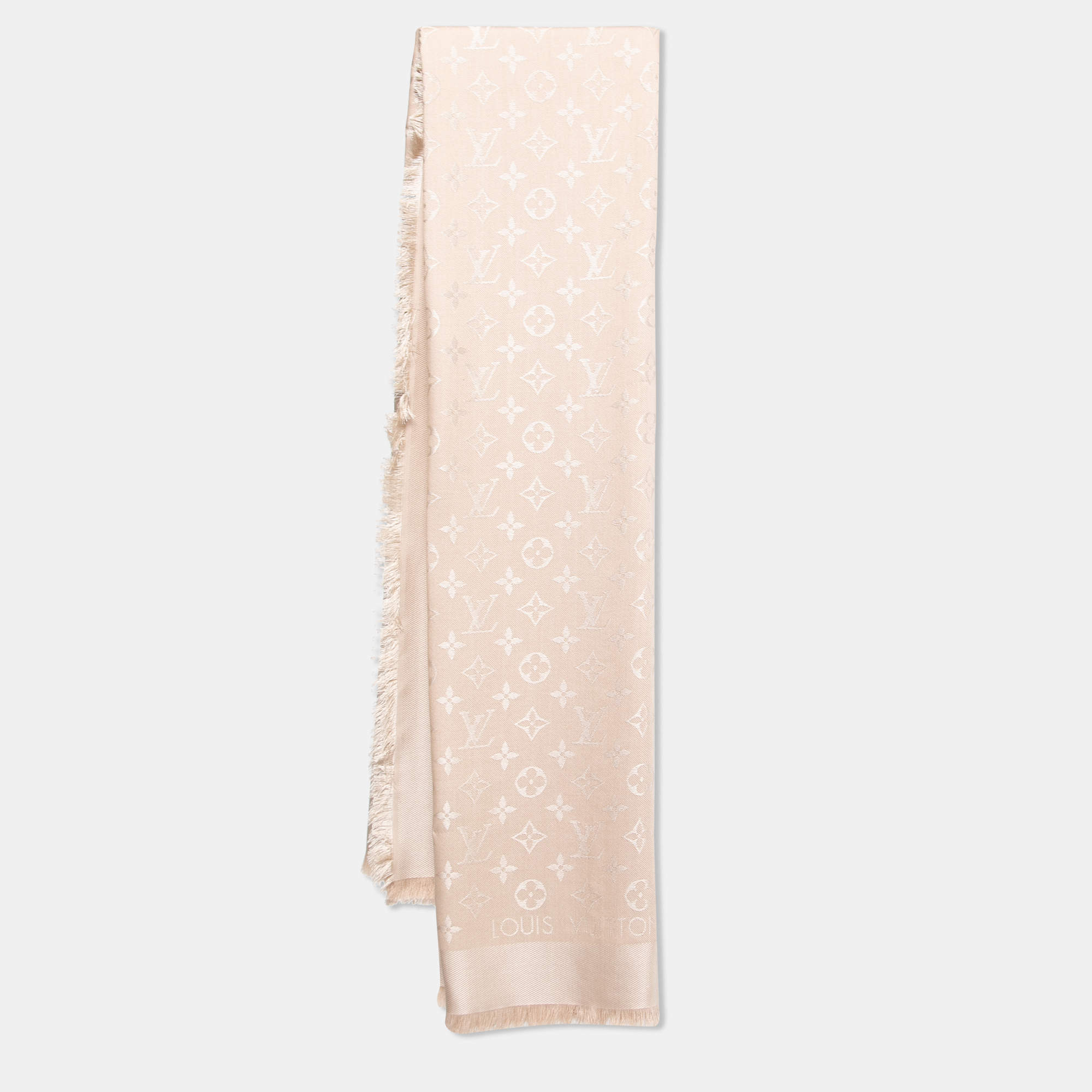 Louis Vuitton Ecru Wool & Silk Classique Monogram Shawl