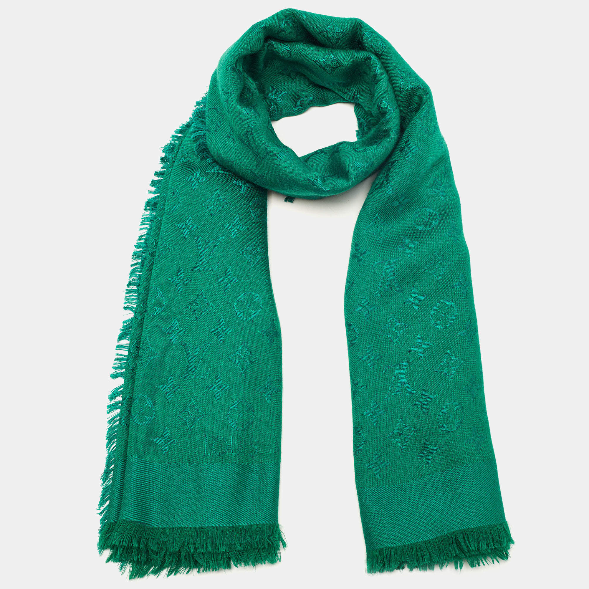 Louis Vuitton Green shawl monogram Wool ref.26627 - Joli Closet