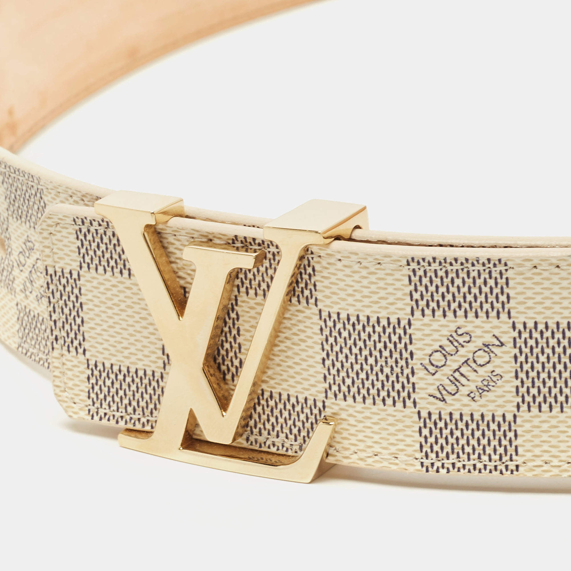 Louis Vuitton Damier Azur Canvas LV Initiales Belt 90 CM at 1stDibs