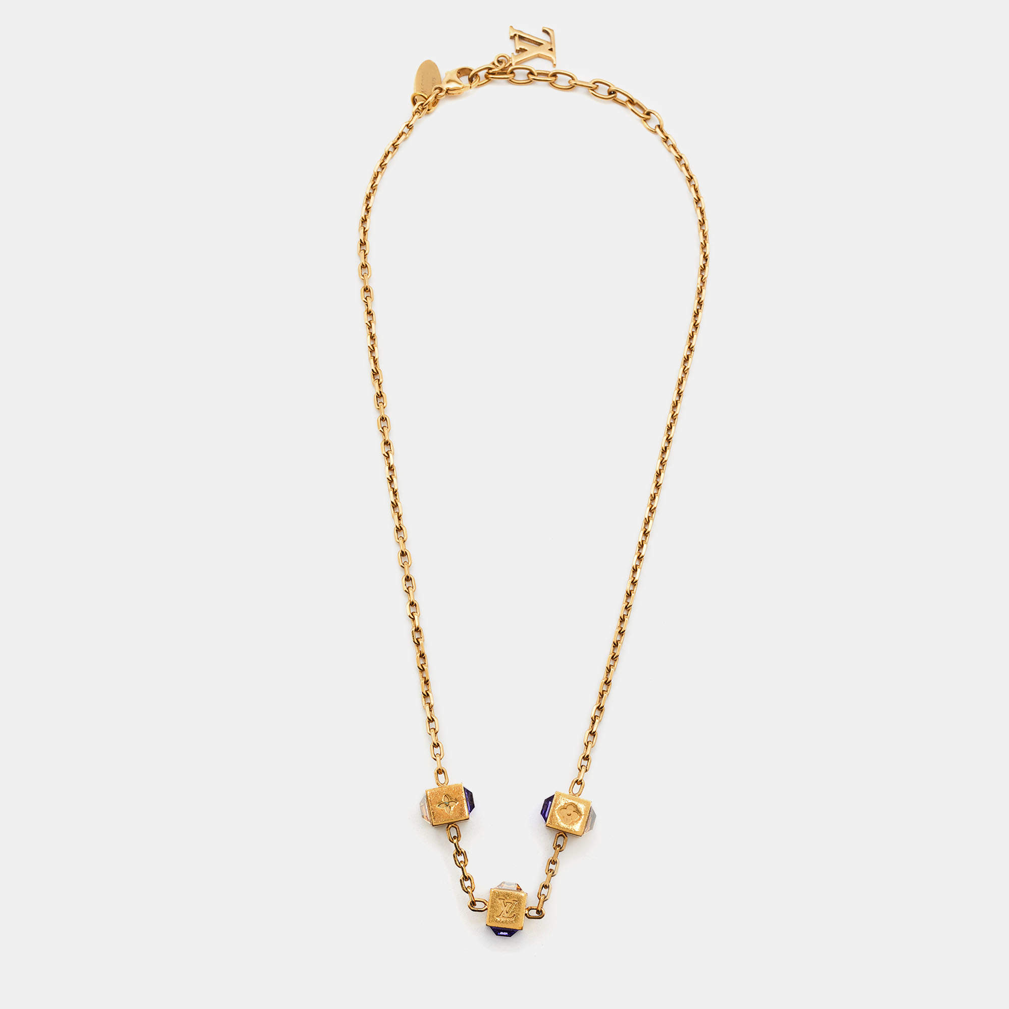 Louis Vuitton Gamble Crystal Gold Tone Necklace For Sale at 1stDibs  louis  vuitton gold necklace price, louis vuitton necklace price, louis vuitton  gamble necklace