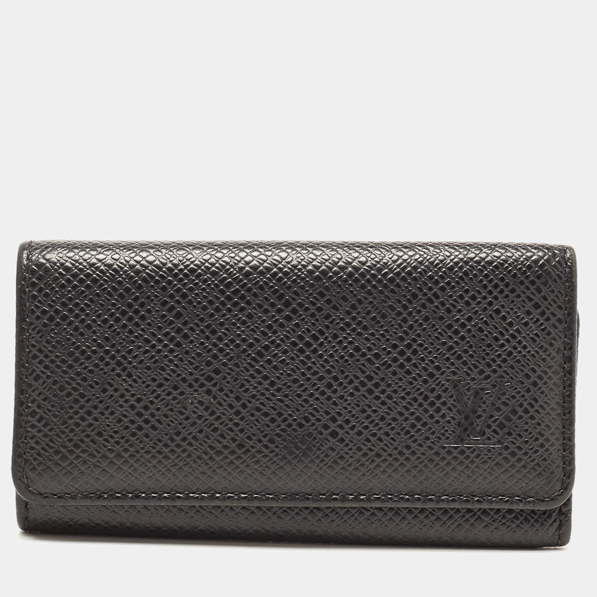 Pre Owned Louis Vuitton Black Leather 4 Key Holder