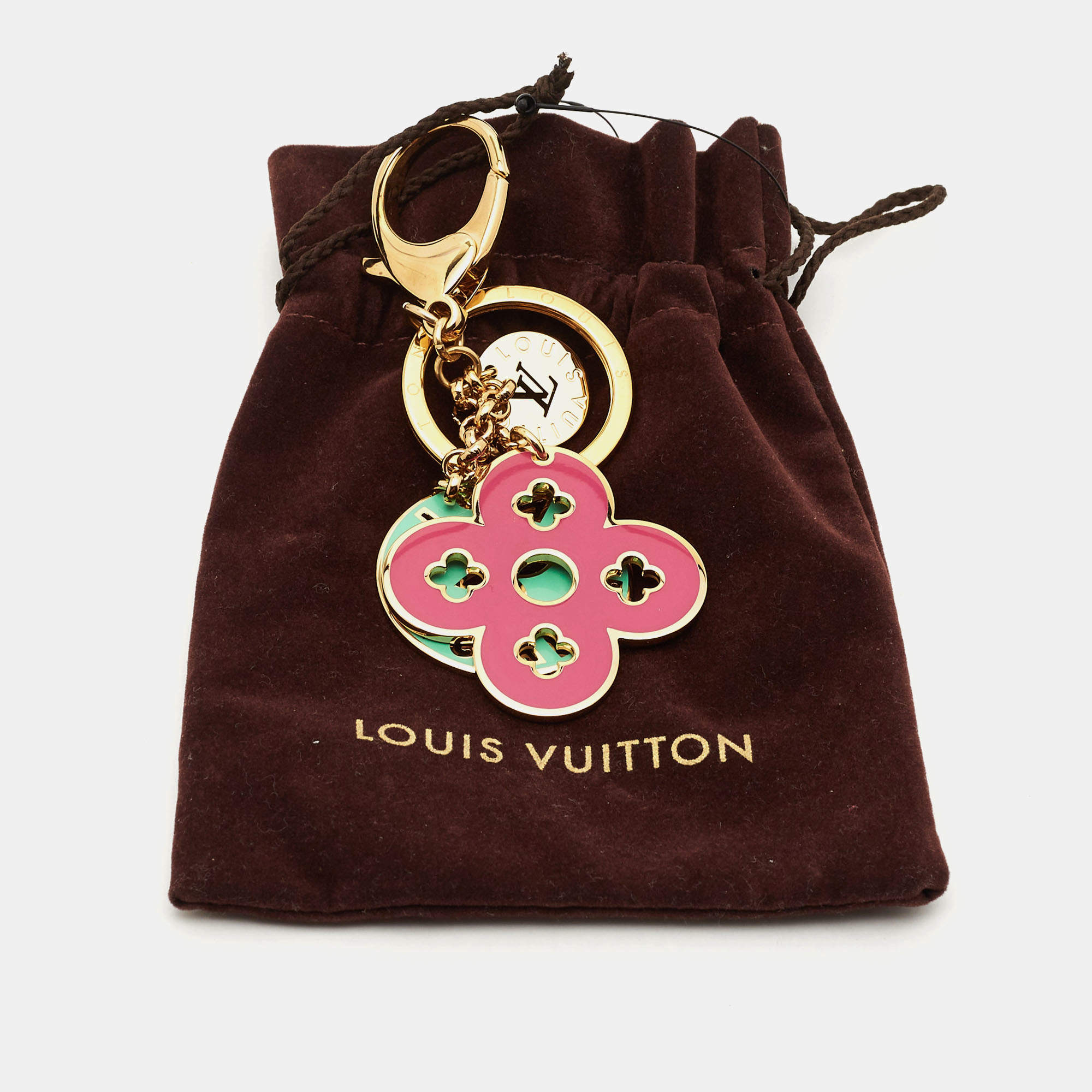 Louis Vuitton Looping Enamel Gold Tone Key Ring Louis Vuitton