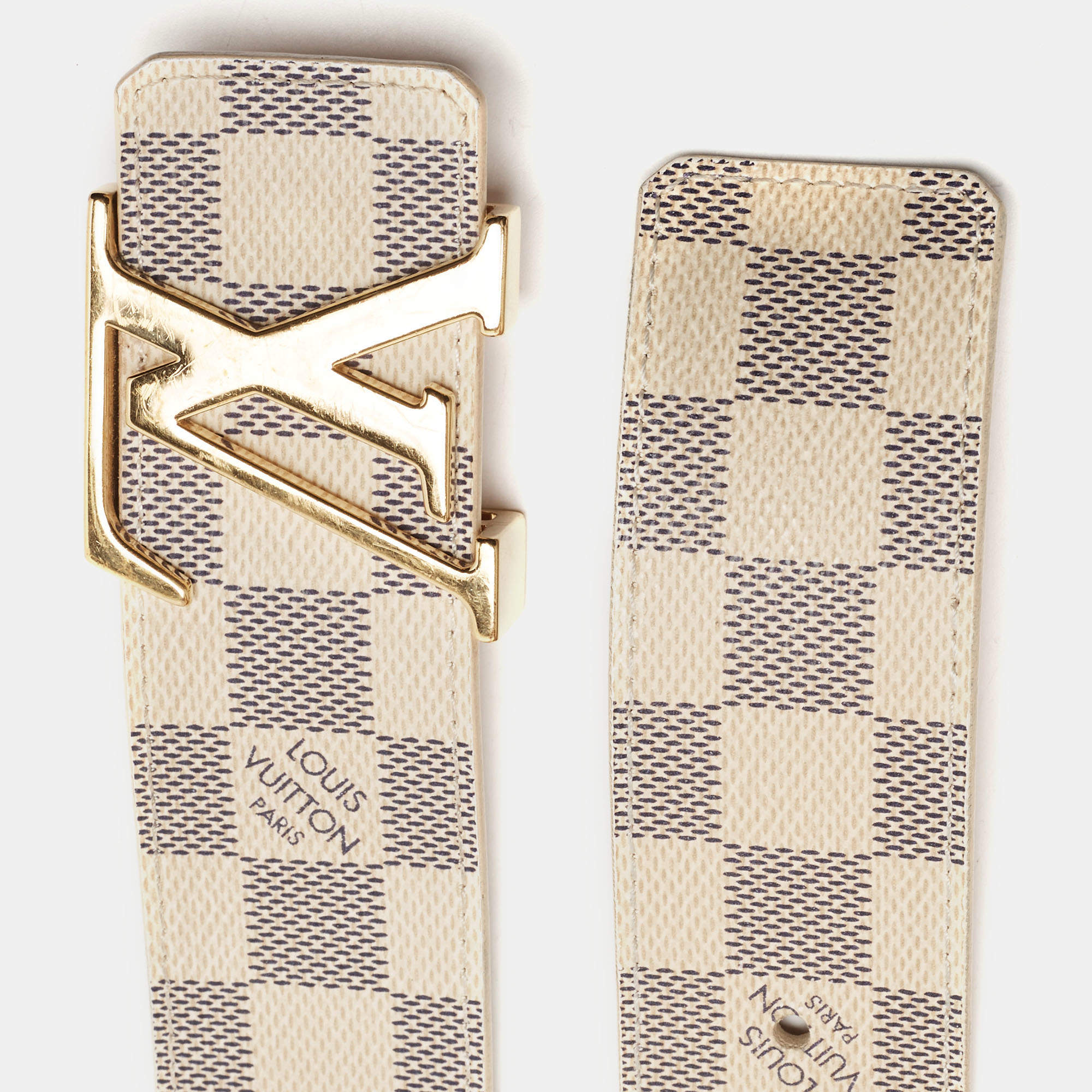 Louis Vuitton Damier Azur Canvas LV Initiales Belt 85CM at 1stDibs