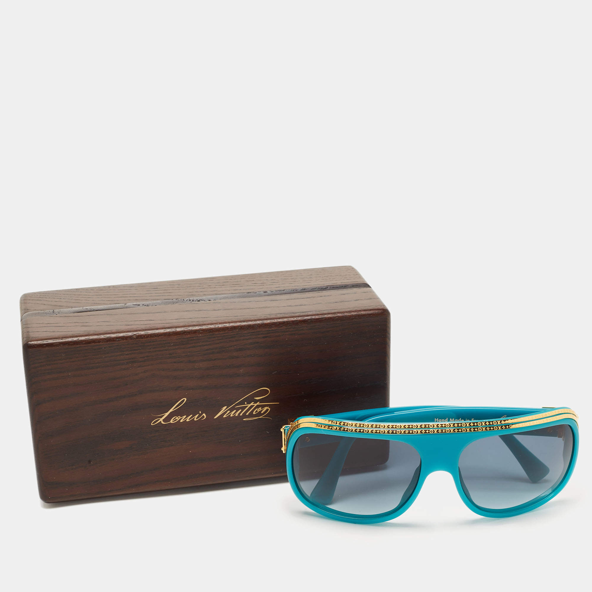 Louis Vuitton Teal Z0096W Gold Plated Millionaire Gradient Square Sunglasses