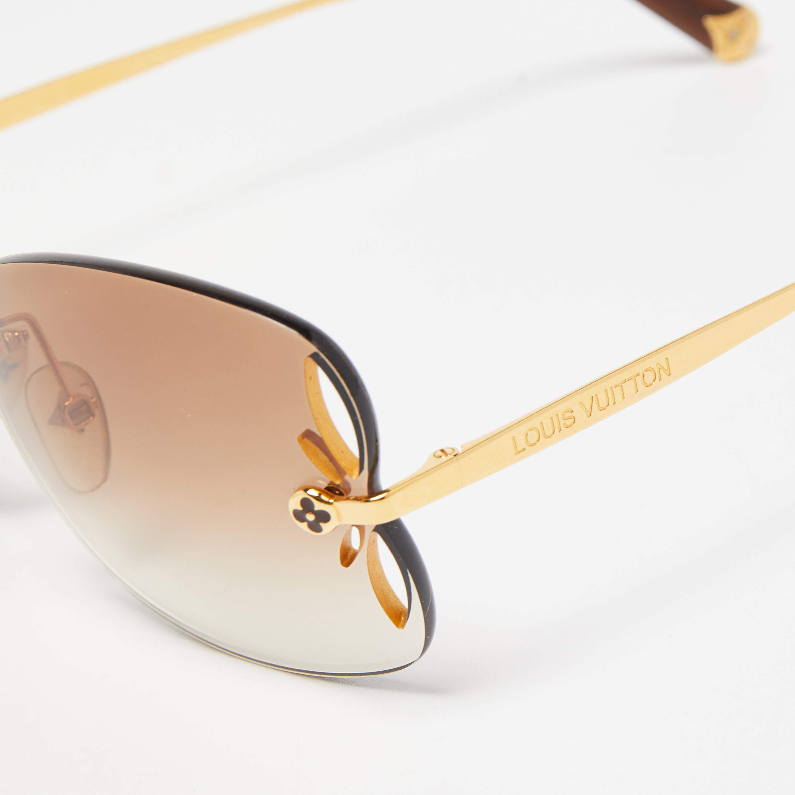 Louis Vuitton Brown/Gold Rimless Lily Sunglasses Z0307U - Yoogi's
