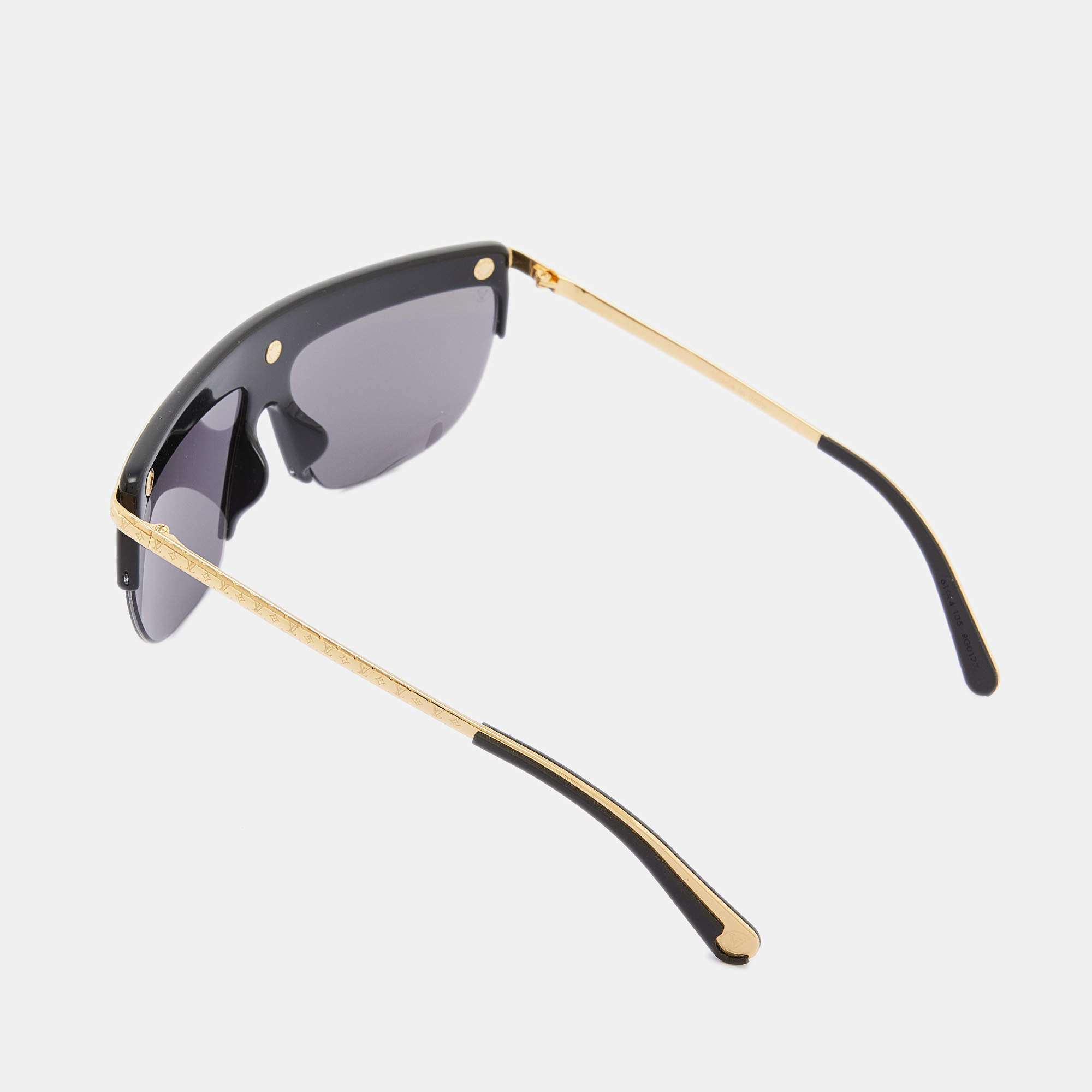 Pre-owned Louis Vuitton Black & Gold/black Z0952e Rectangle Sunglasses