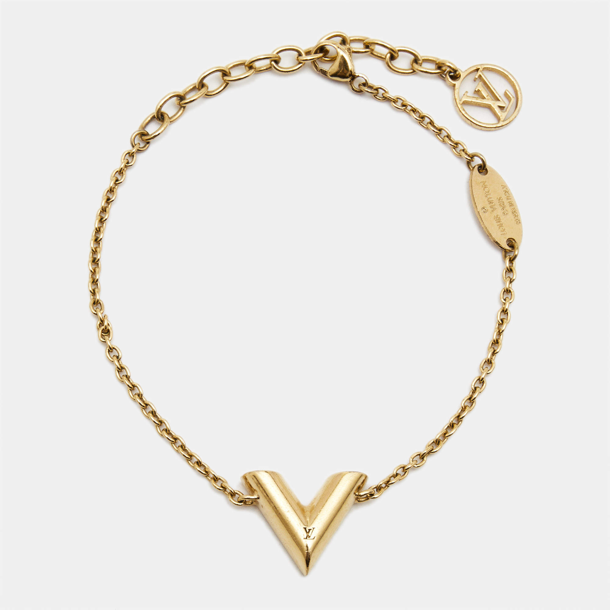 Louis Vuitton Essential V Gold Tone Bracelet