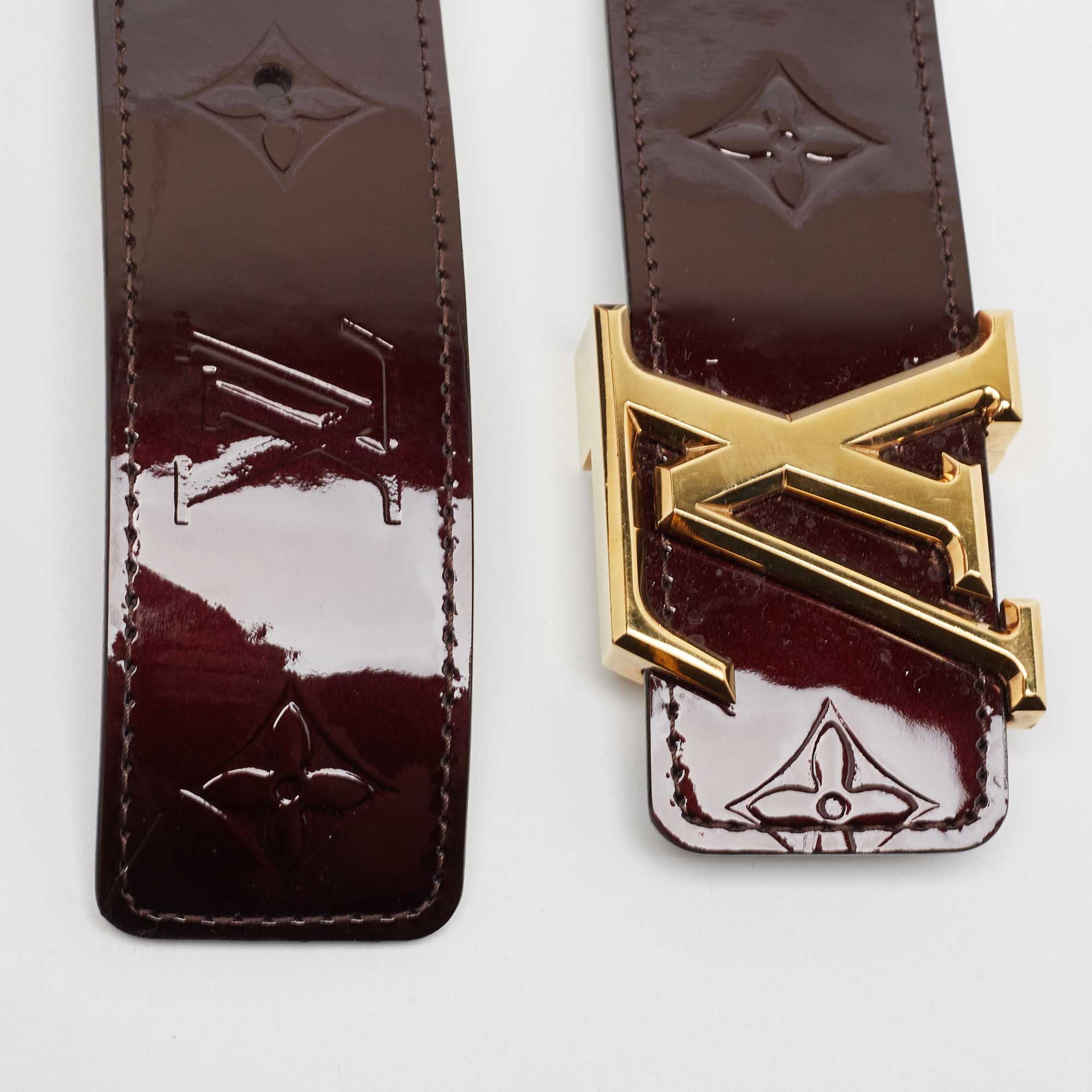 Louis Vuitton Amarante Monogram Vernis Fleur Buckle Belt 90CM