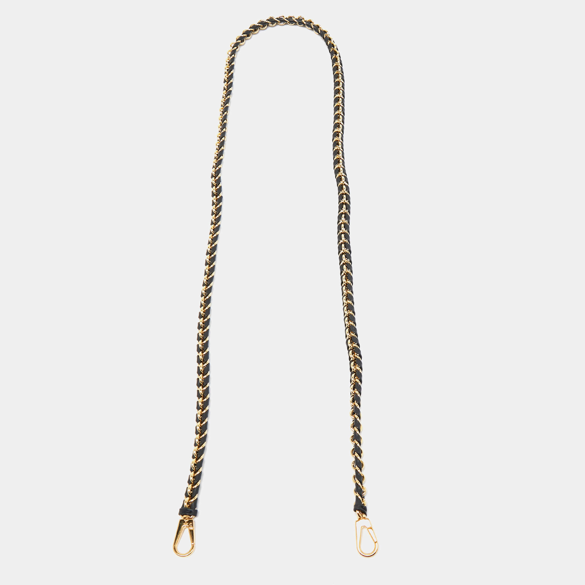 Pre Owned Louis Vuitton Black Braided Leather Chain Shoulder Bag Strap