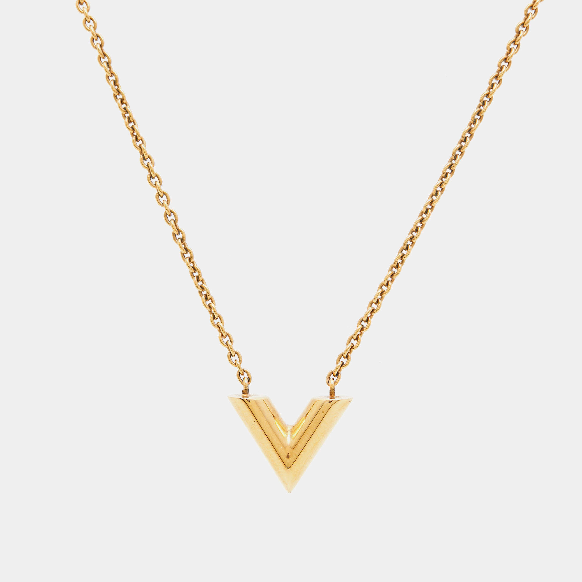 Louis Vuitton Essential V Gold Tone Necklace Louis Vuitton The Luxury Closet