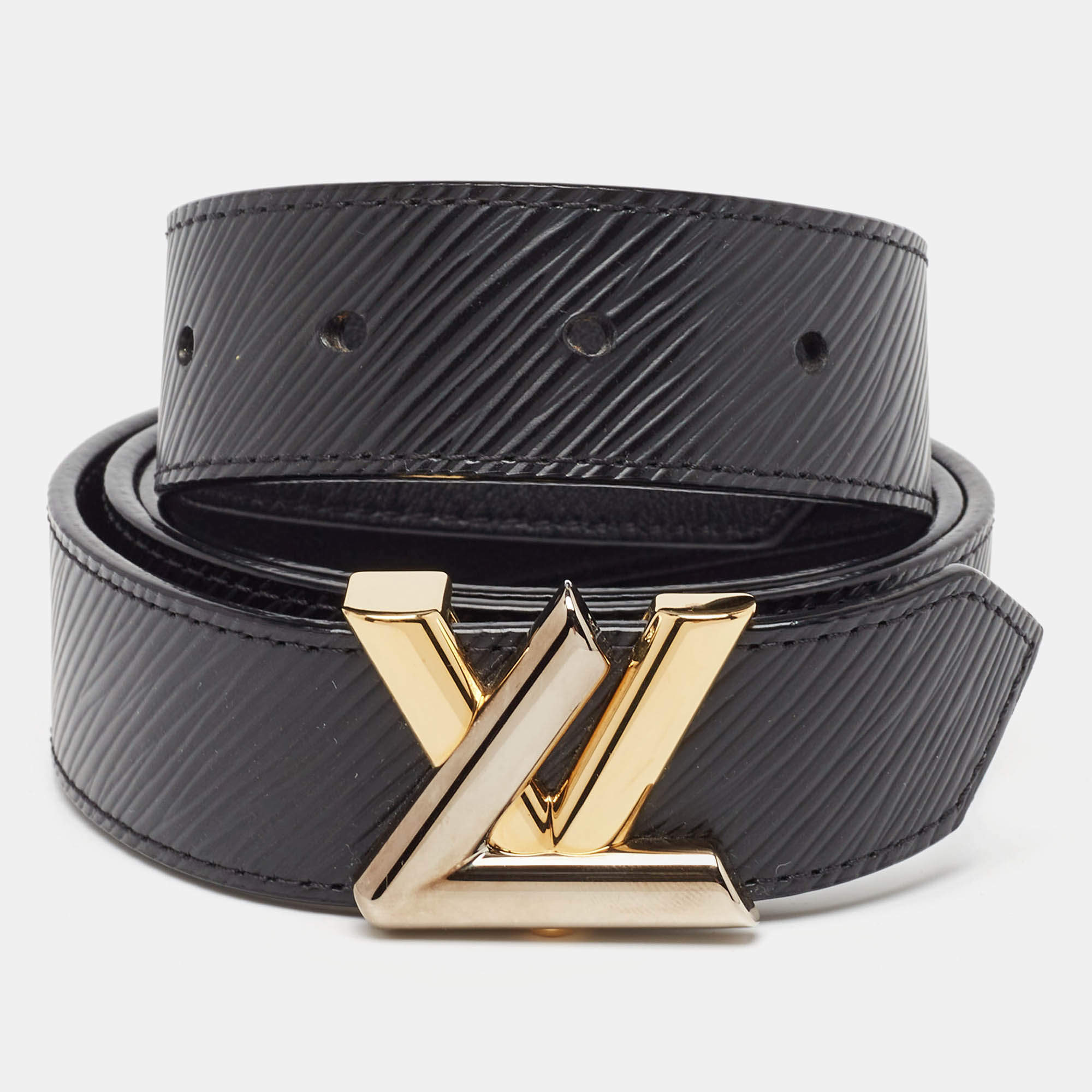 Louis Vuitton Black Epi Leather LV Twist Belt 90 CM