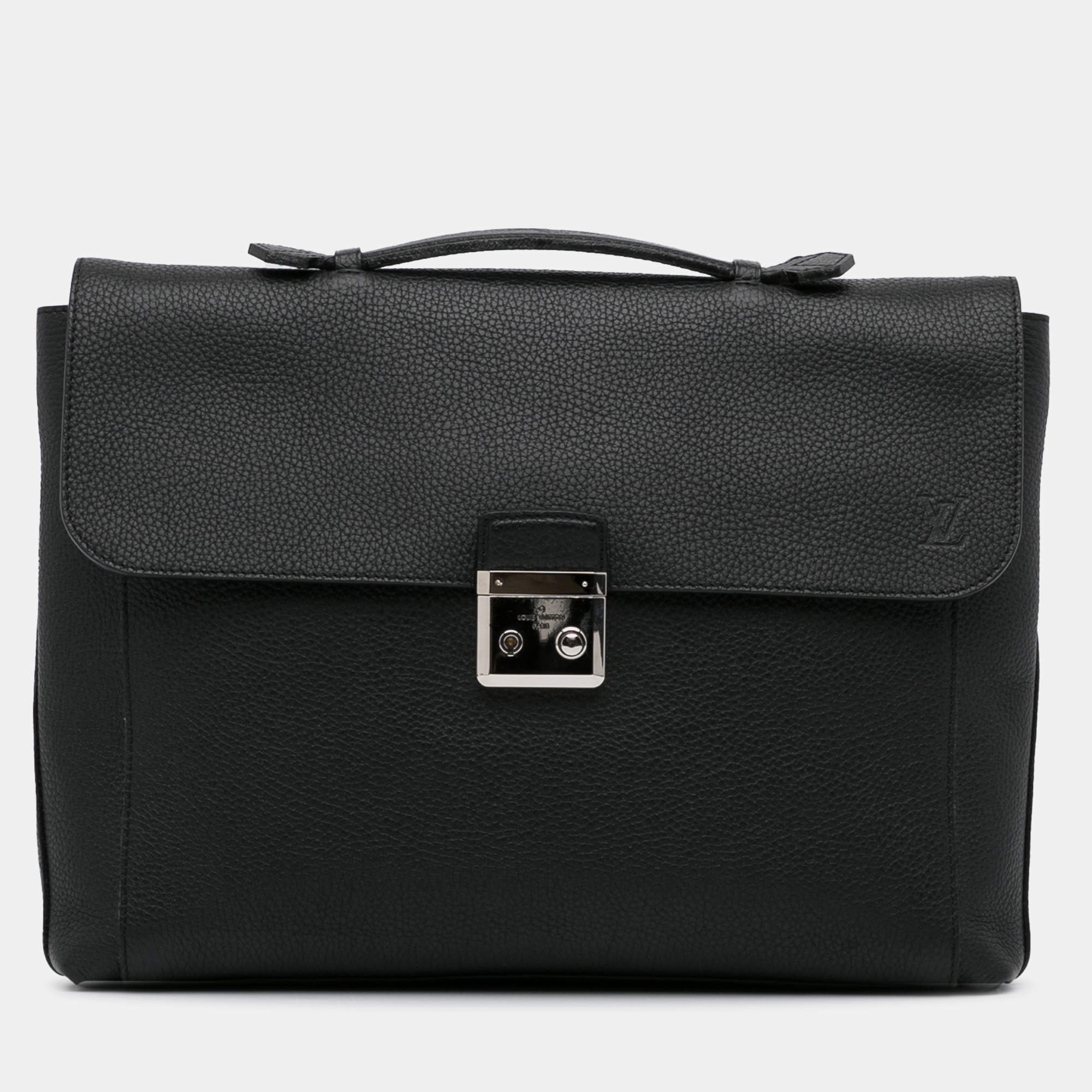 Louis Vuitton Black Taurillon Serviette Dorian Briefcase