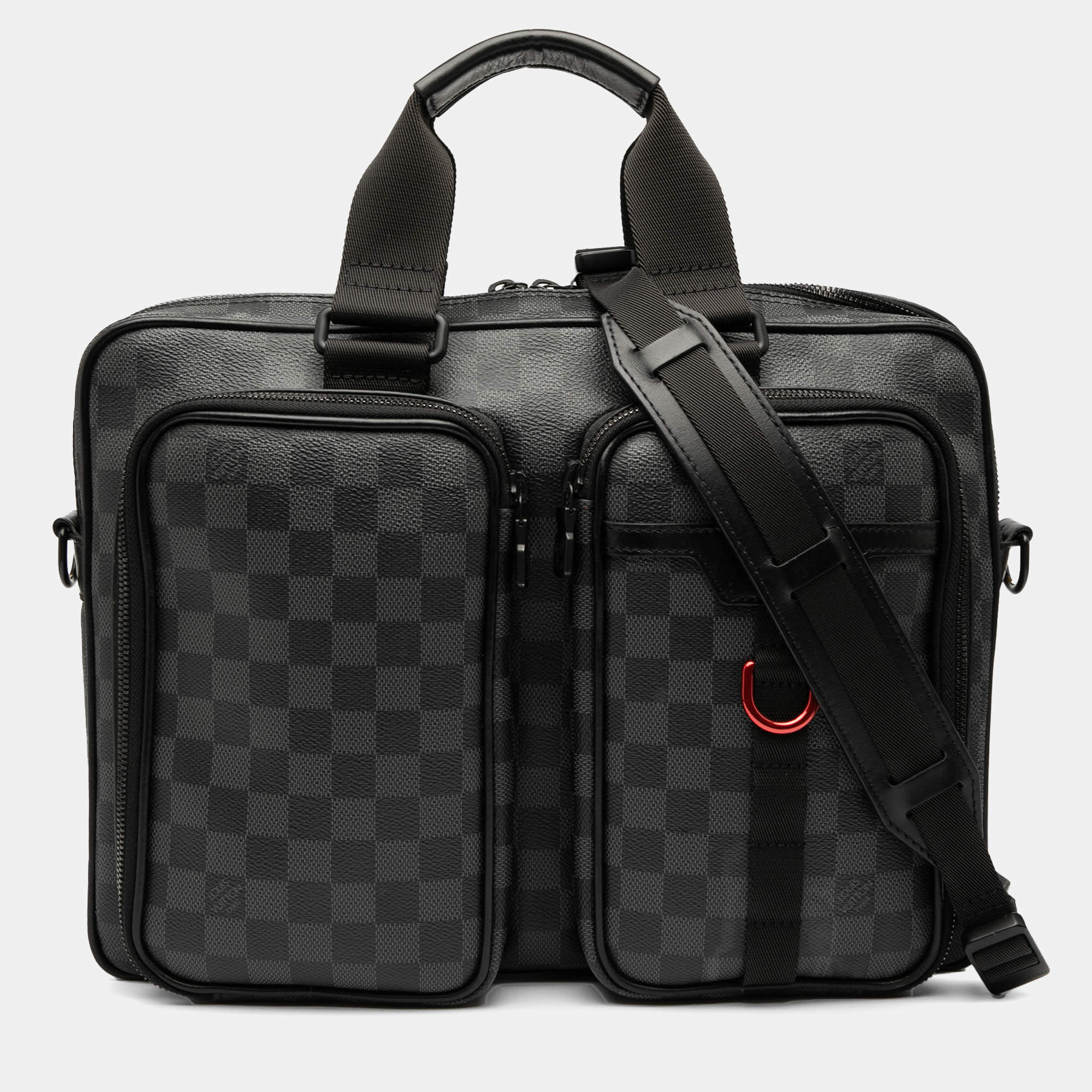 Pre Owned Louis Vuitton Black Damier Graphite Utility Business Bag