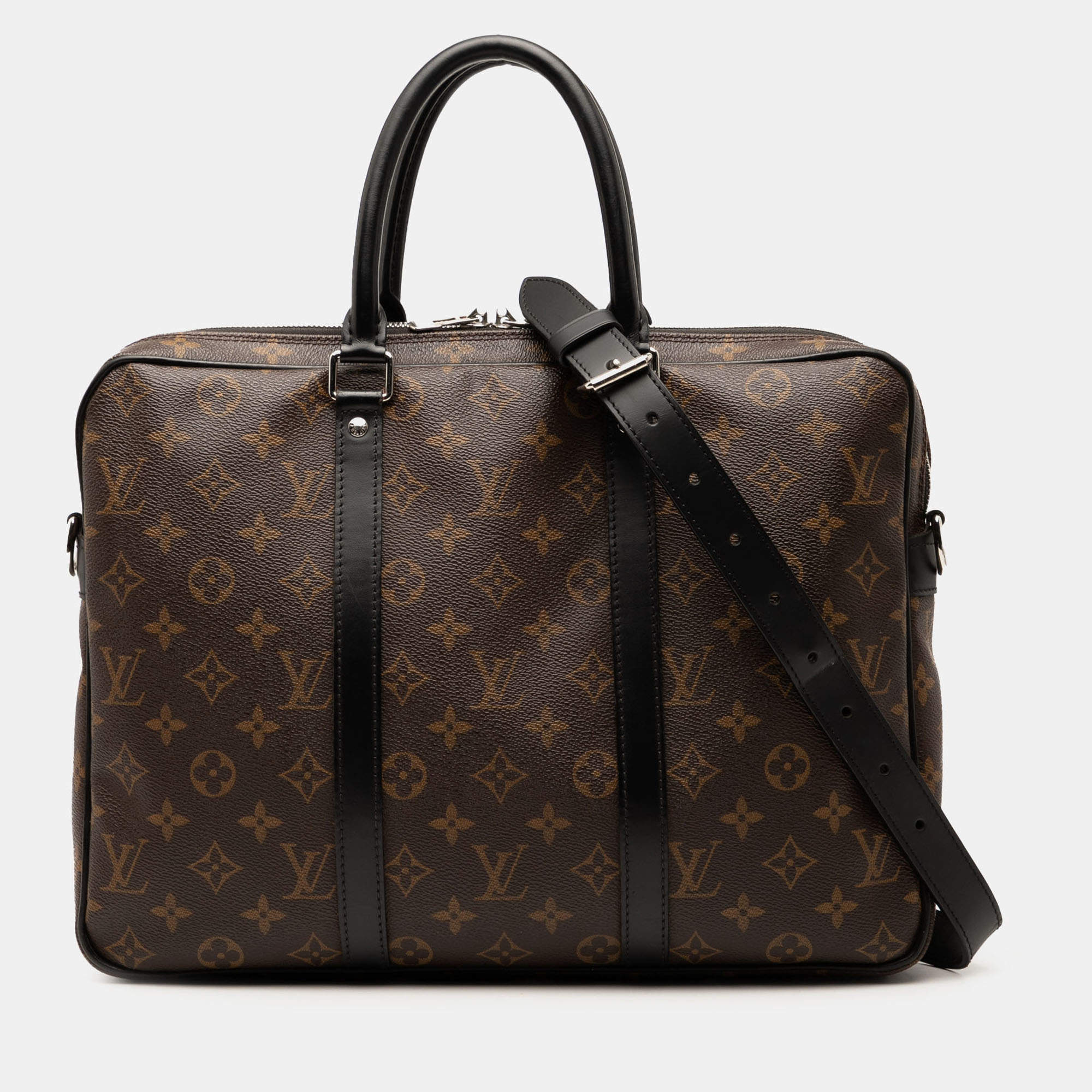 Pre Owned Louis Vuitton Brown Monogram Macassar Porte Documents Voyage
