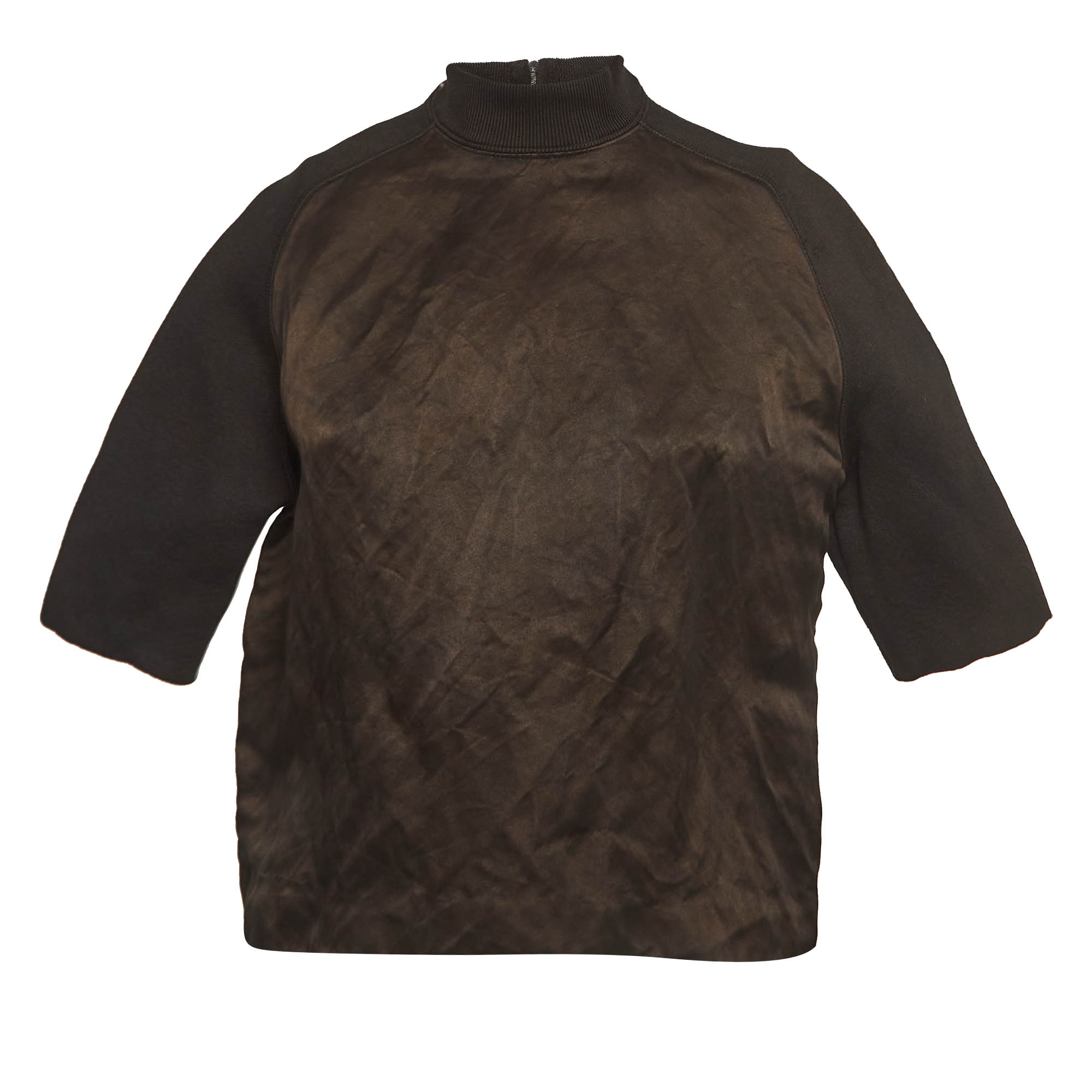 Pre Owned Louis Vuitton Brown Silk and Wool Blend Raglan Sleeves T-shirt S