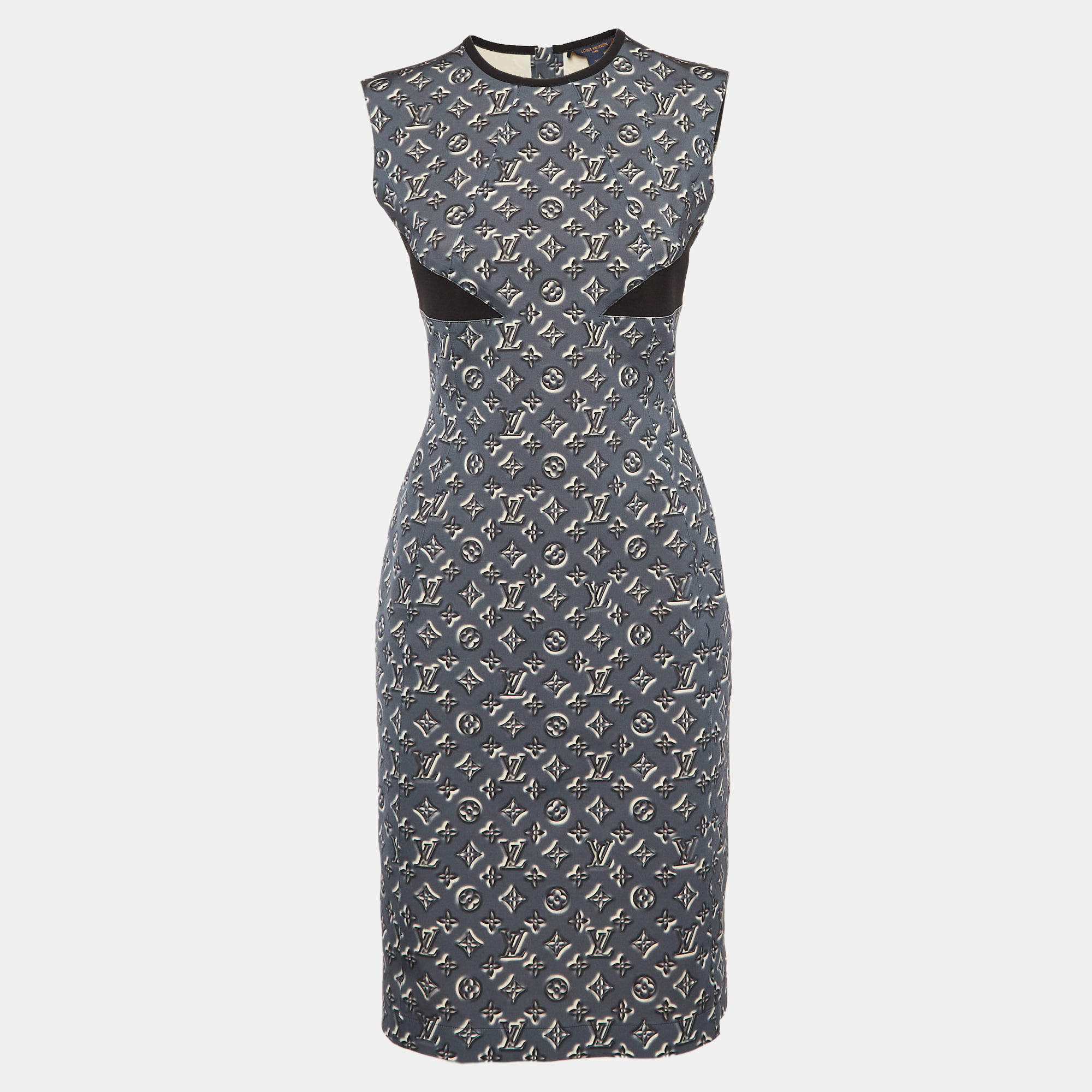 Louis Vuitton Grey Monogram Shadow Jersey Short Dress M