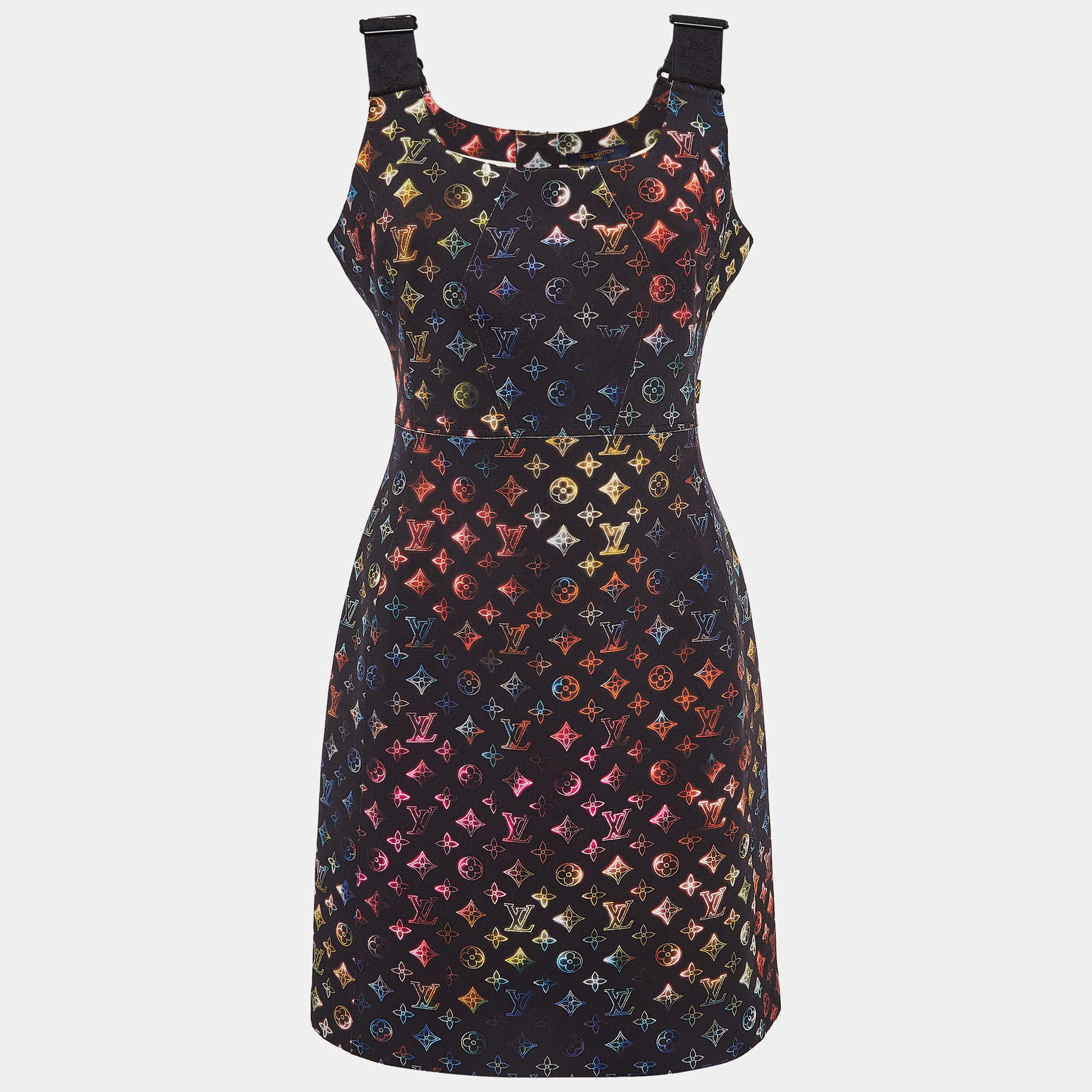Louis Vuitton Black Neon Mahina Monogram Neoprene Fitted Dress M