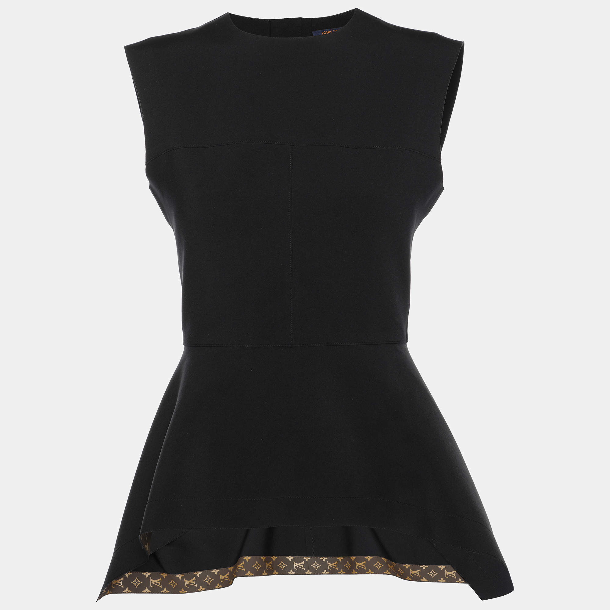Pre Owned Louis Vuitton Black Jersey Peplum Top S