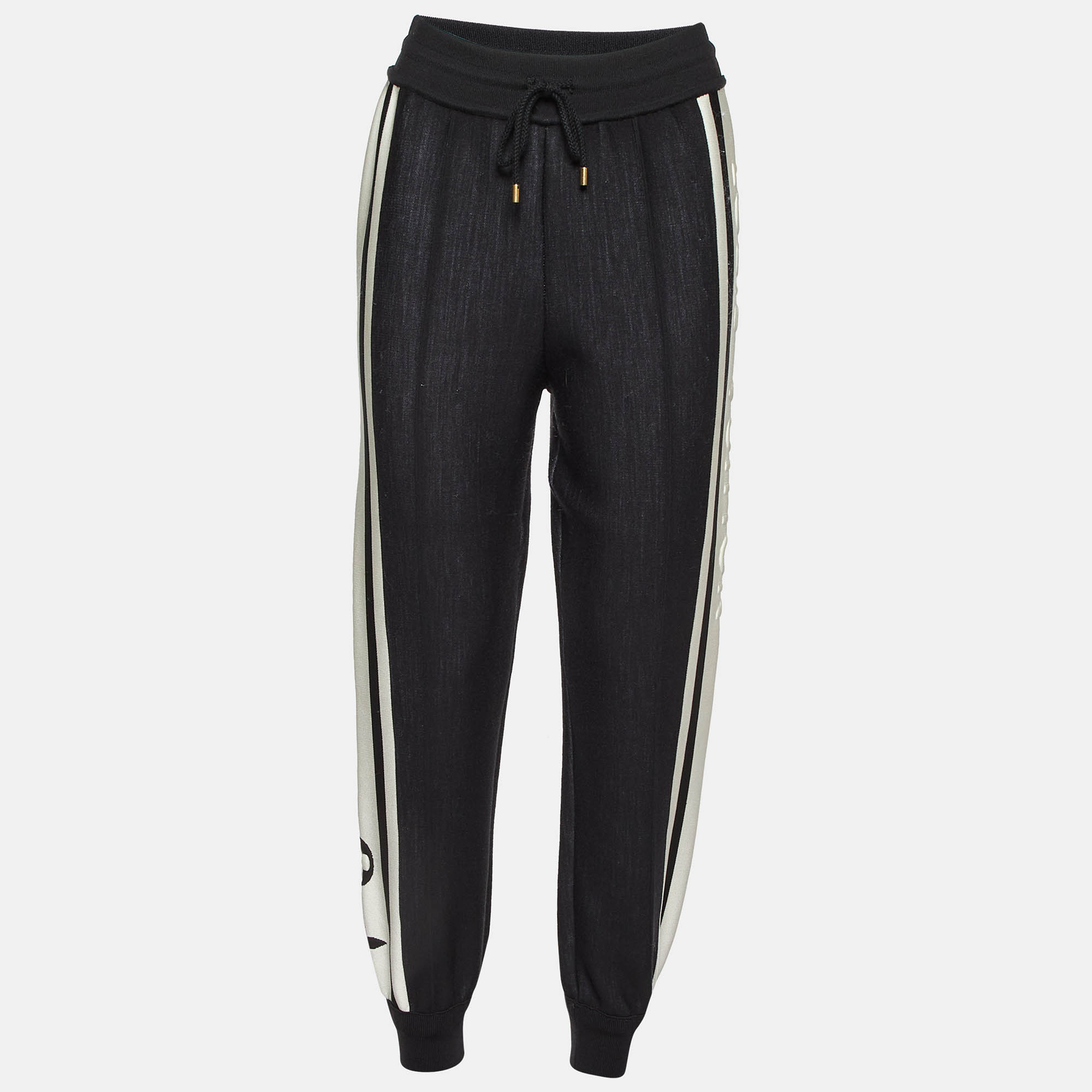 Louis Vuitton Black Striped Logo Knit Jogger Pants S 