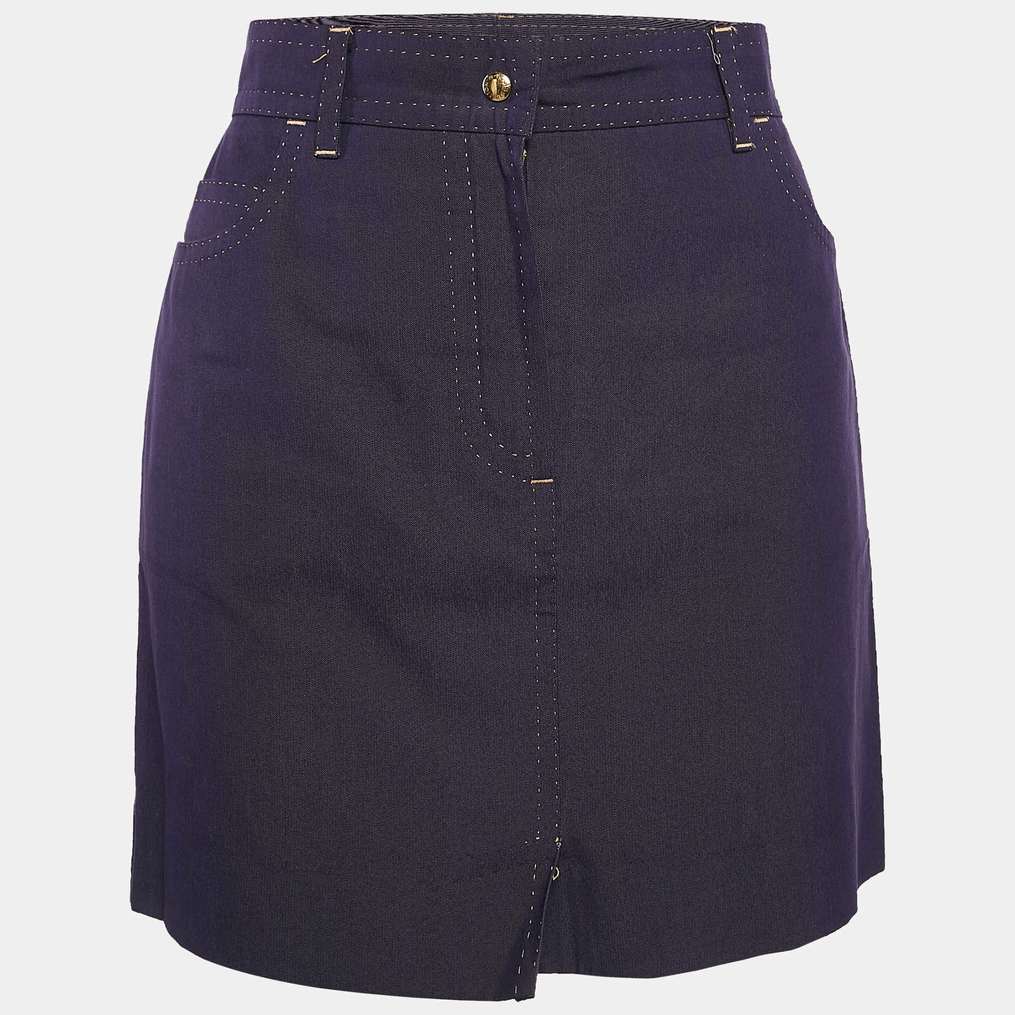 Louis Vuitton Blue Cotton and Silk Mini Skirt M