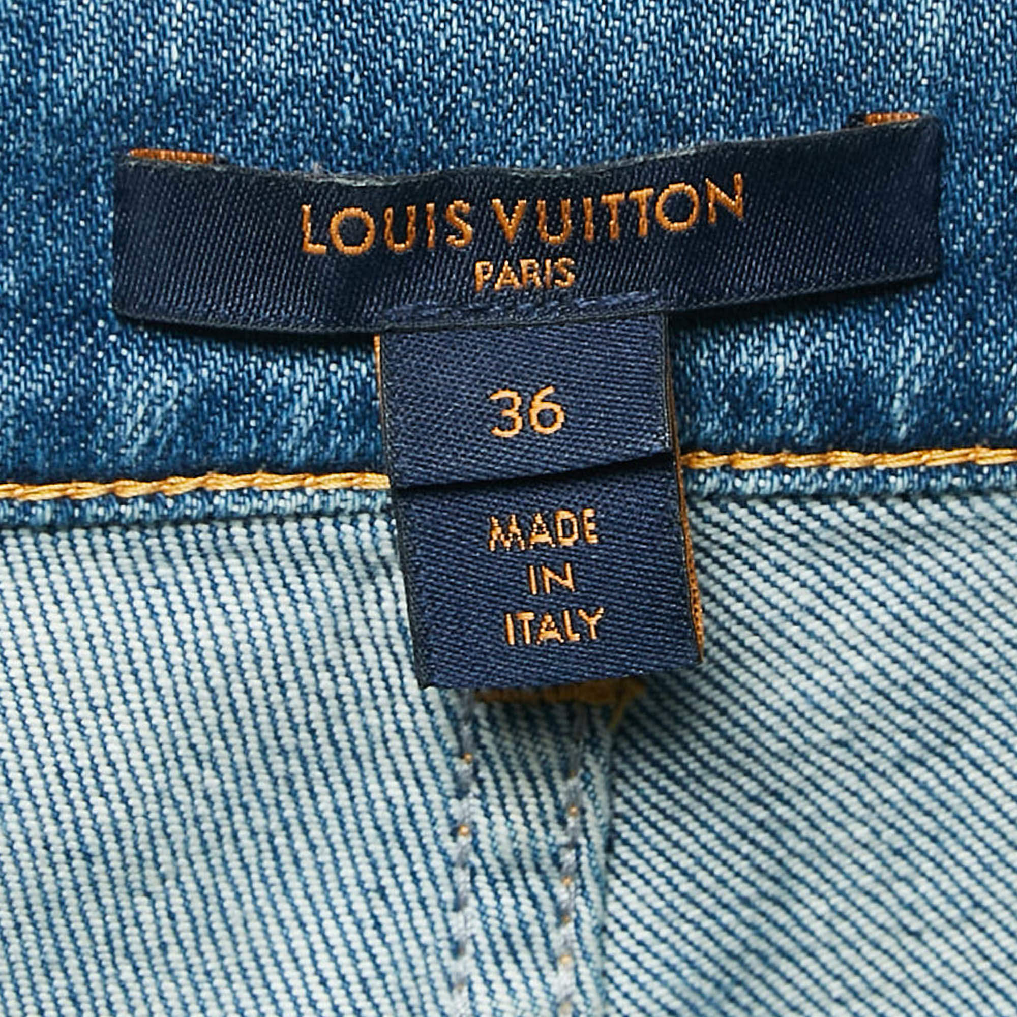Louis Vuitton ストレートレッグデニム USA28 Louis Vuitton Blue Monogram Denim Straight Leg Jeans S Waist