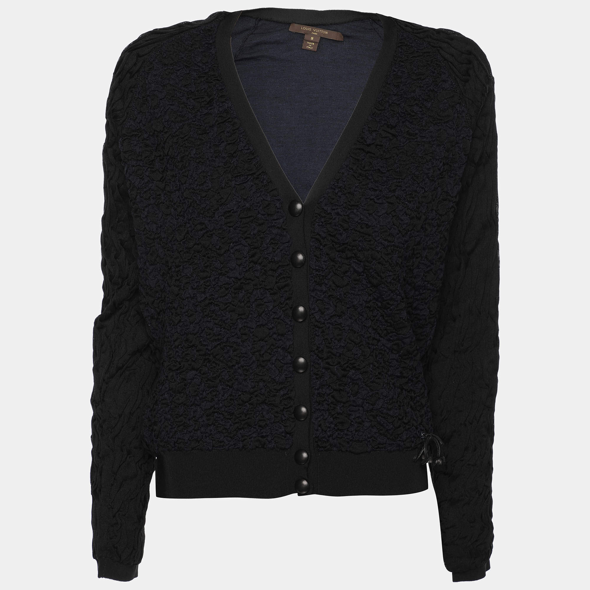 Louis Vuitton Blue/Black Silk Button Front Top S