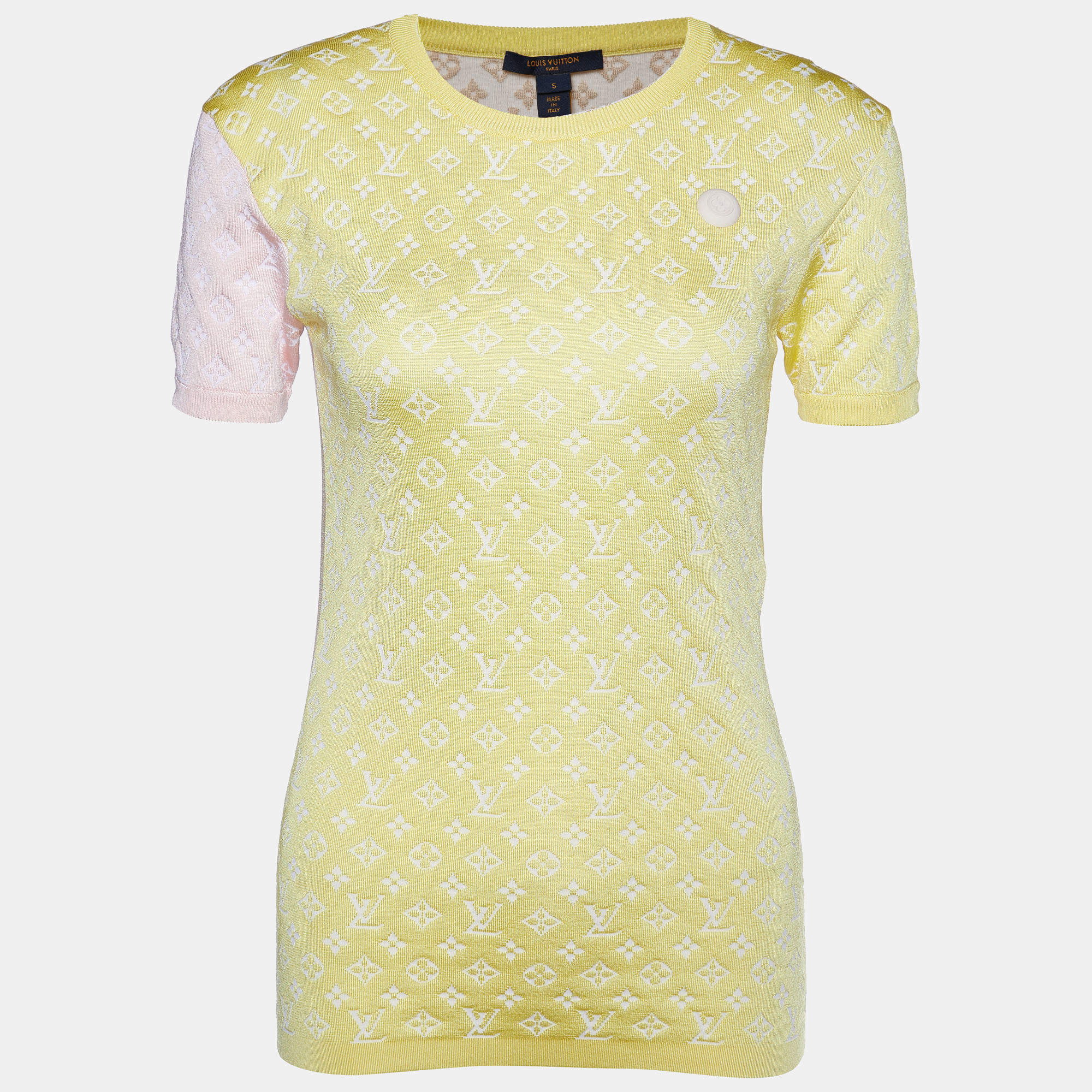 Louis Vuitton Multicolor Logo Jacquard Jersey T-Shirt S