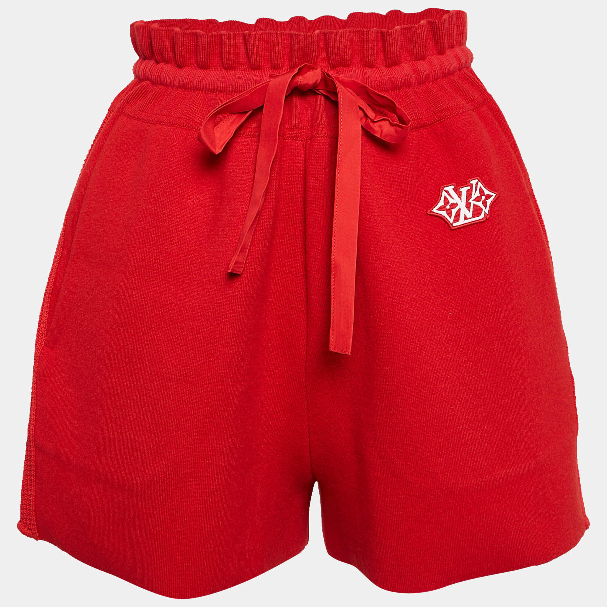 Louis Vuitton Red Crochet Side Trim Knit Short S