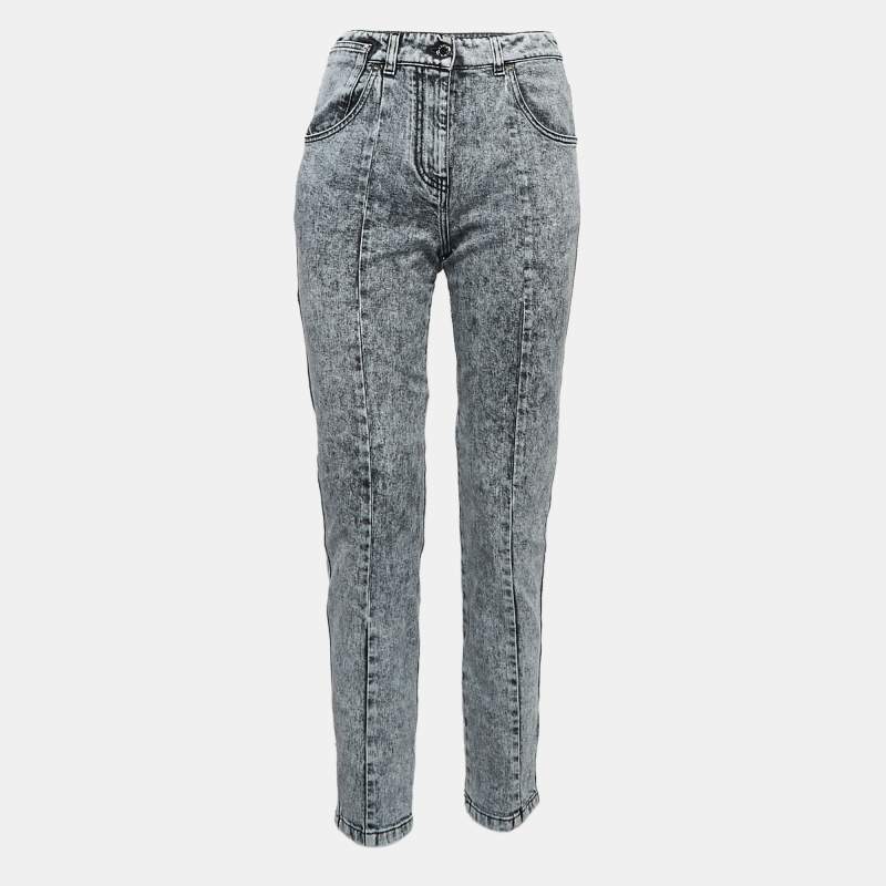 Pre Owned Louis Vuitton Grey Denim Skinny Jeans M Waist 28"