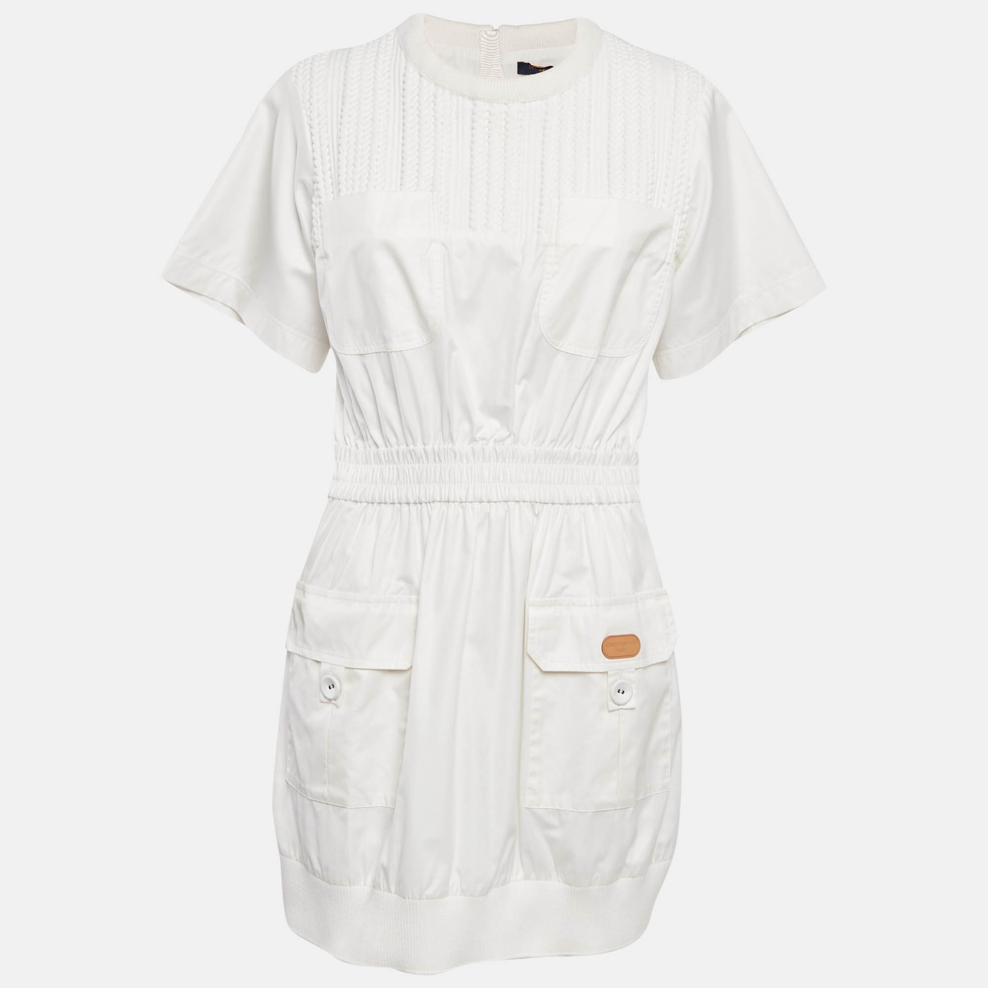 Louis Vuitton White Cotton Utility Mini Dress S