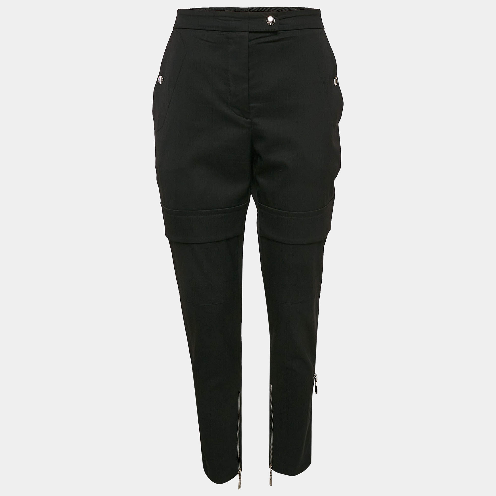 Louis Vuitton Black Wool Zip Detail Trousers M