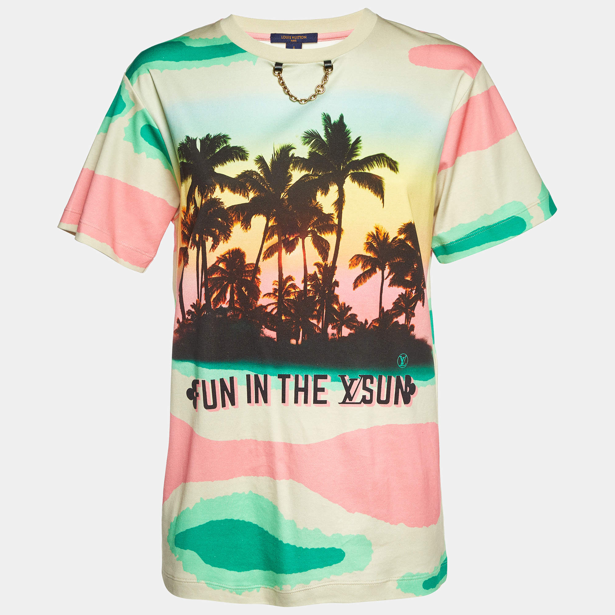 Louis Vuitton Multicolor Epi Palm Tree Print Cotton T-Shirt S