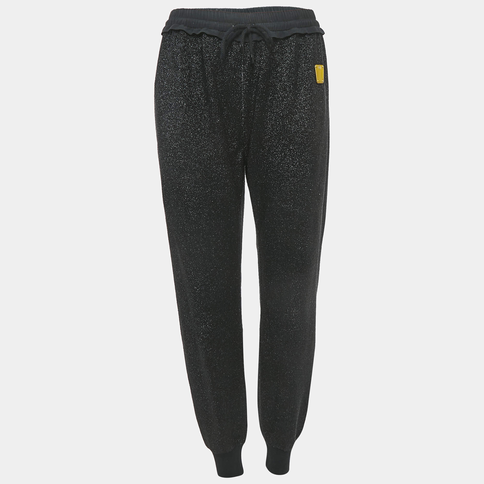 Louis Vuitton Black Lurex Knit Jogger Pants XS