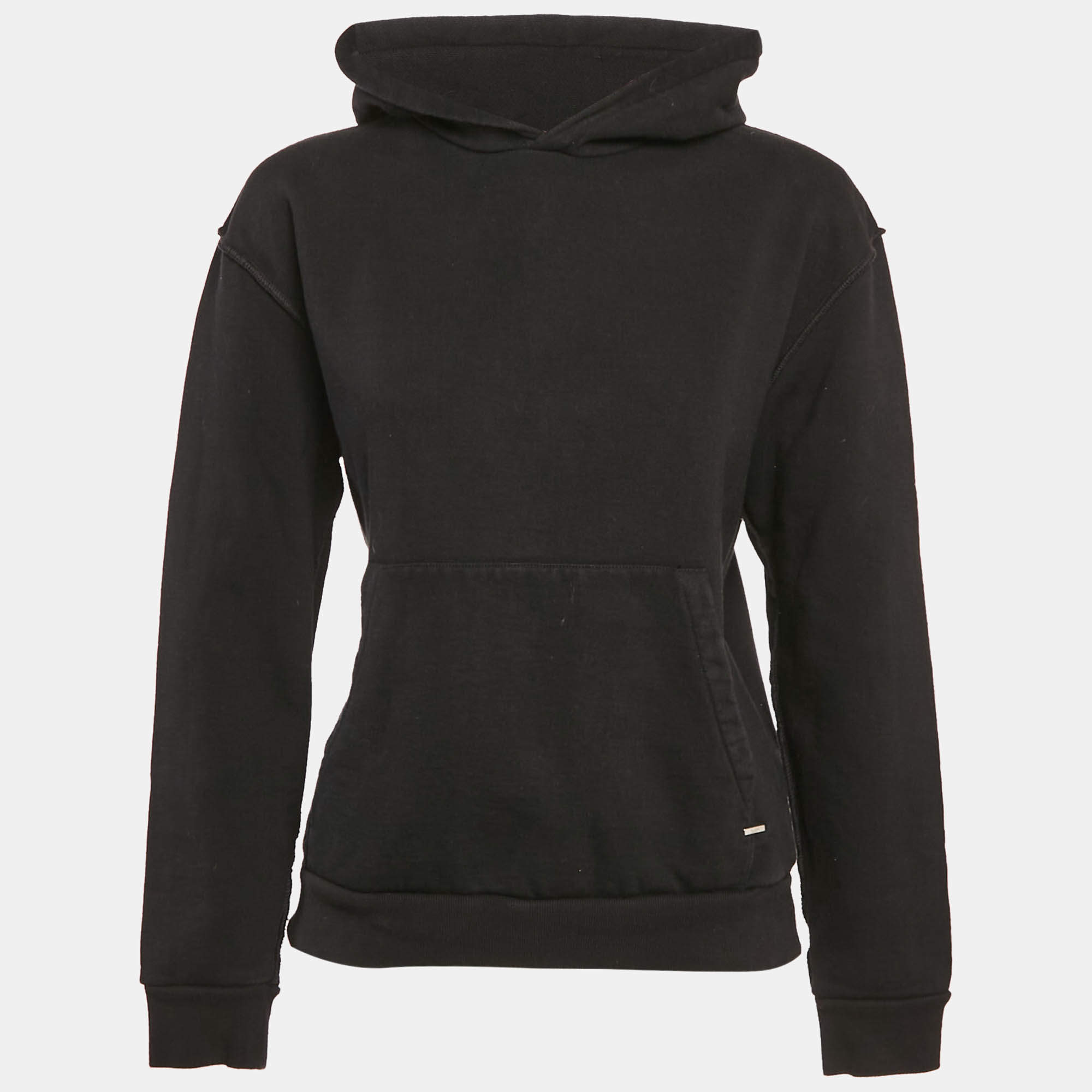 Louis Vuitton Black Cotton Knit Hooded Sweatshirt XS