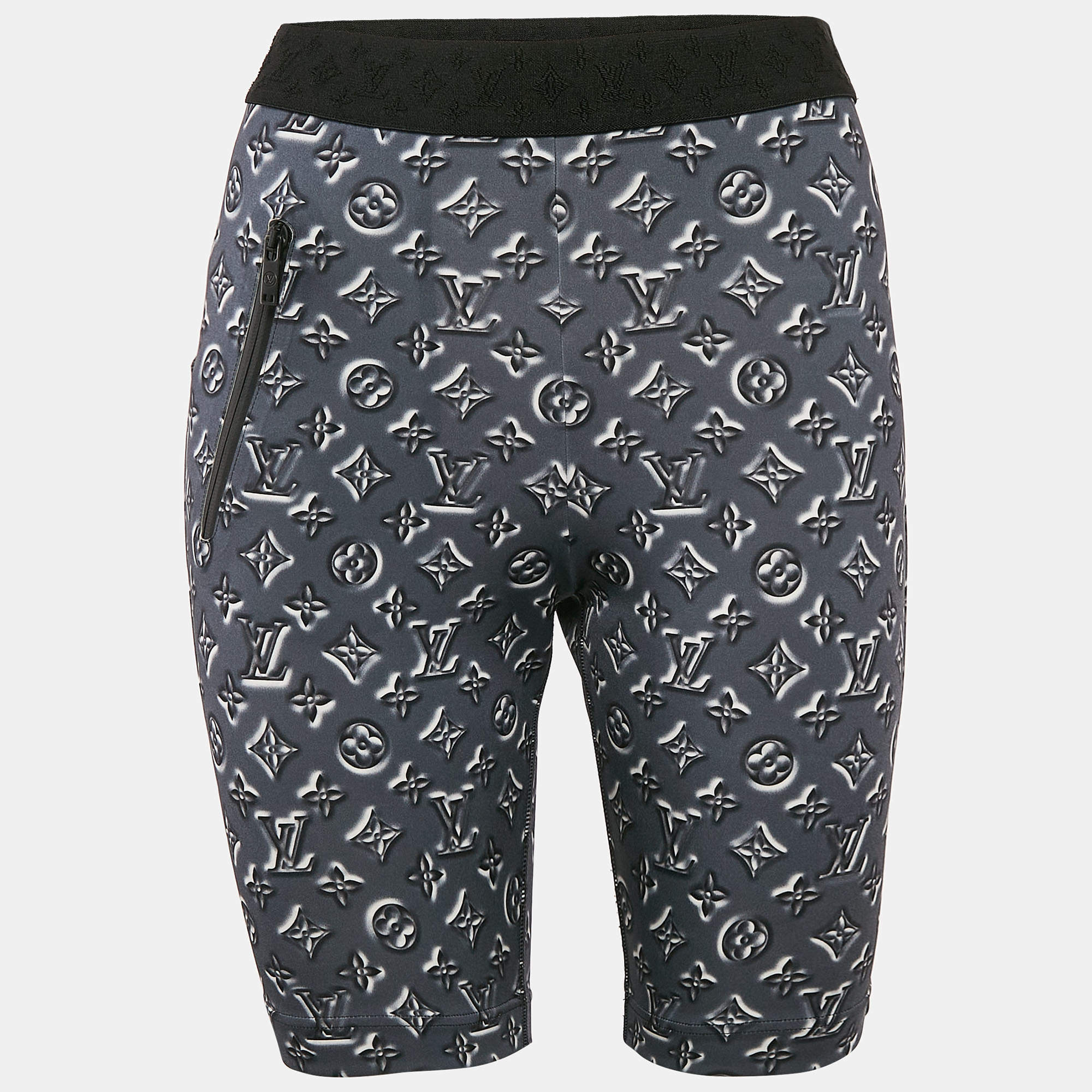 Louis Vuitton Grey Monogram Print Jersey Shorts M