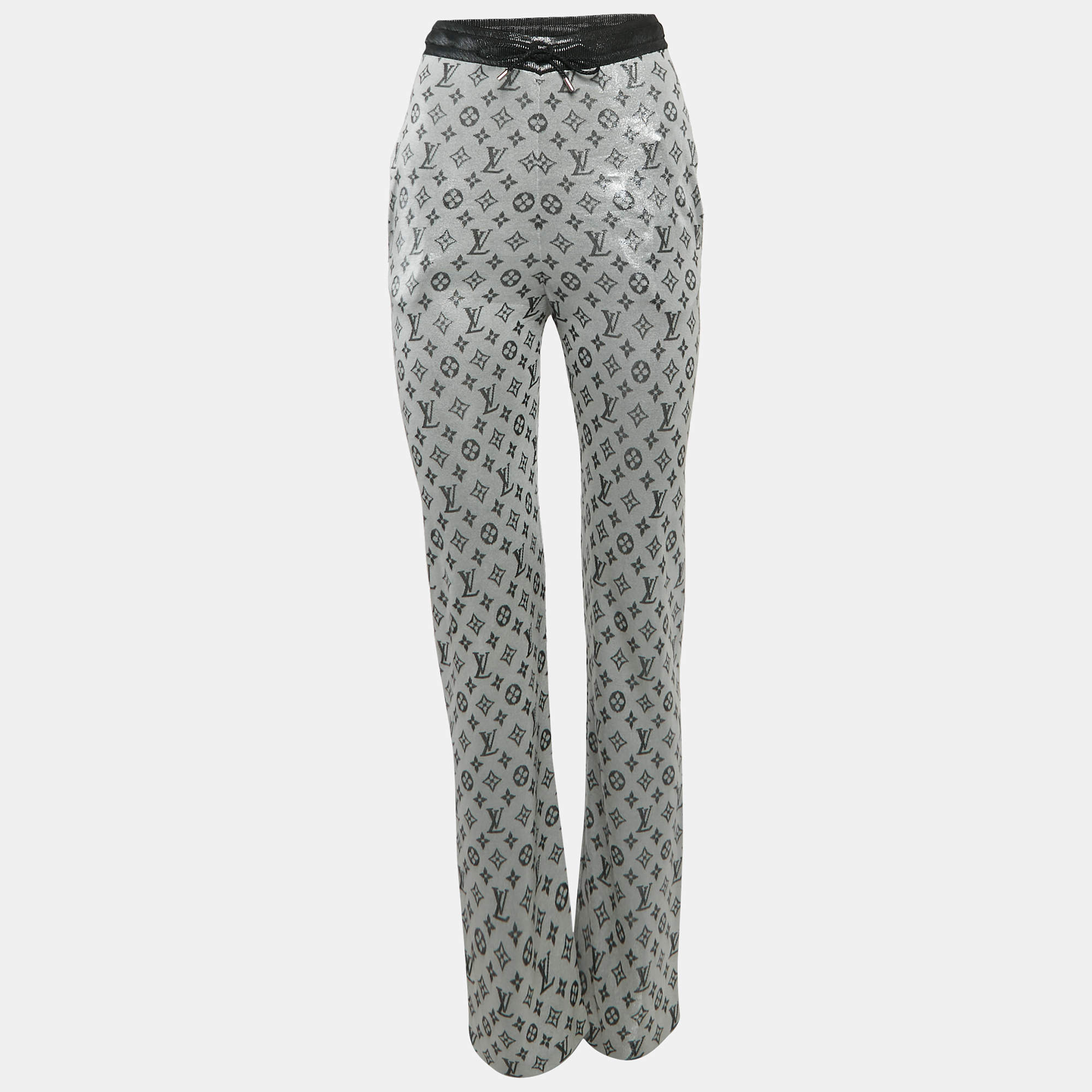 Louis Vuitton Metallic Monogram Lurex Knit Track Pants XS