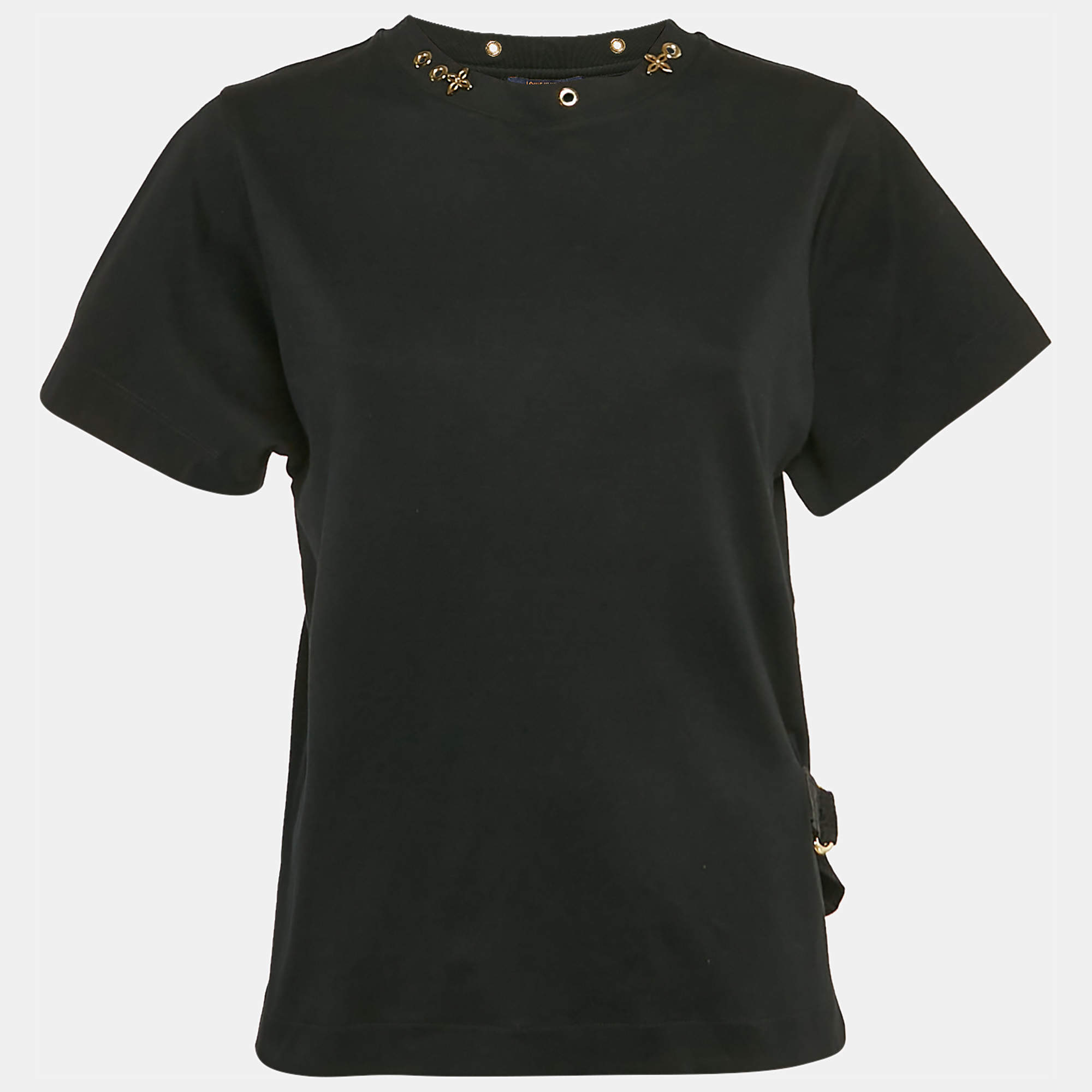 Louis Vuitton Black Cotton Studded Crew Neck T-Shirt S