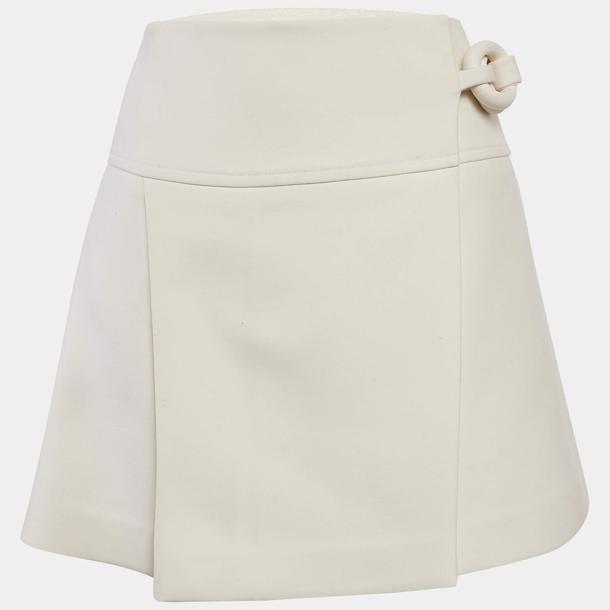 Louis Vuitton Off-White Wool Pleated Wrap Skirt S