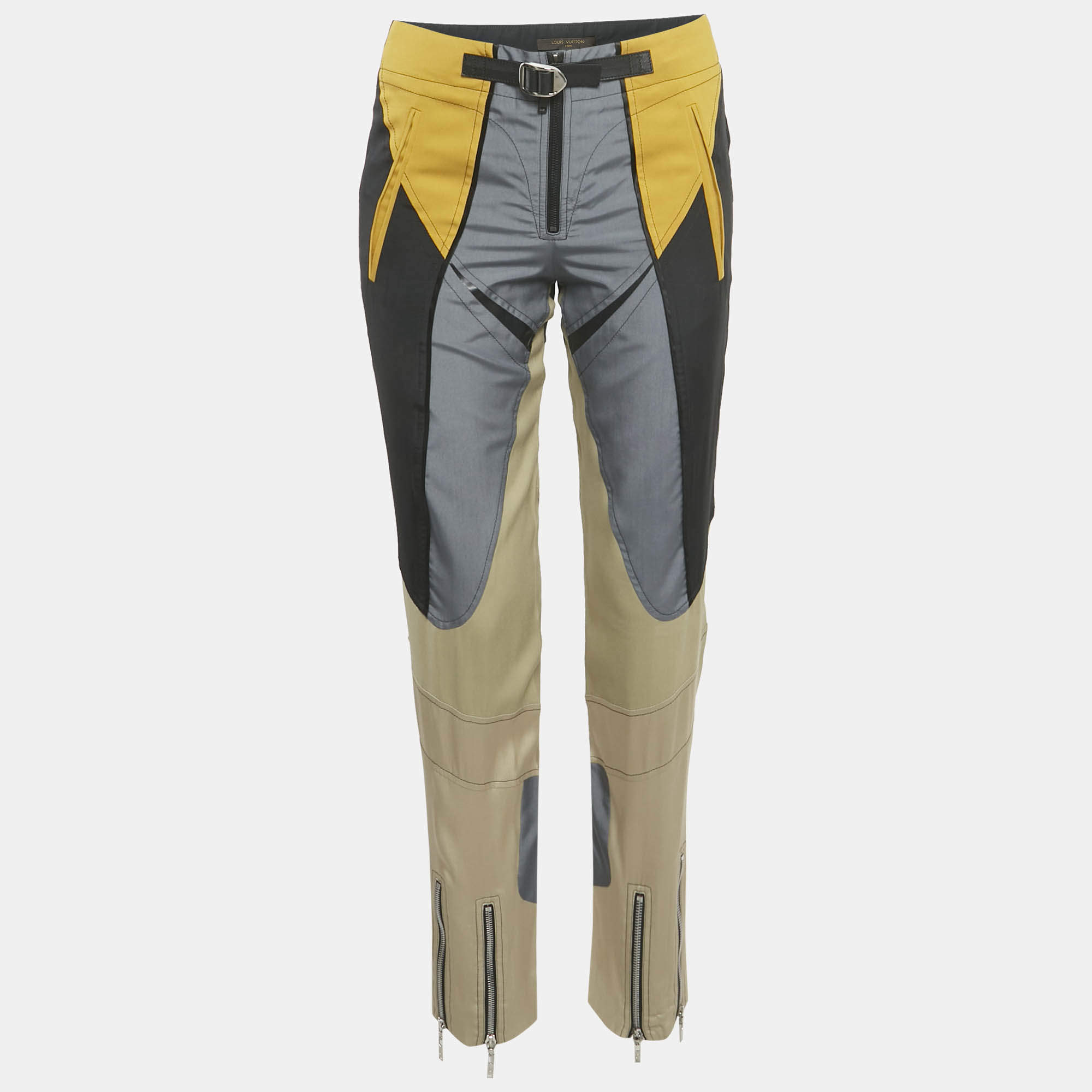 Pre Owned Louis Vuitton Multicolor Silk Blend Paneled Trousers S