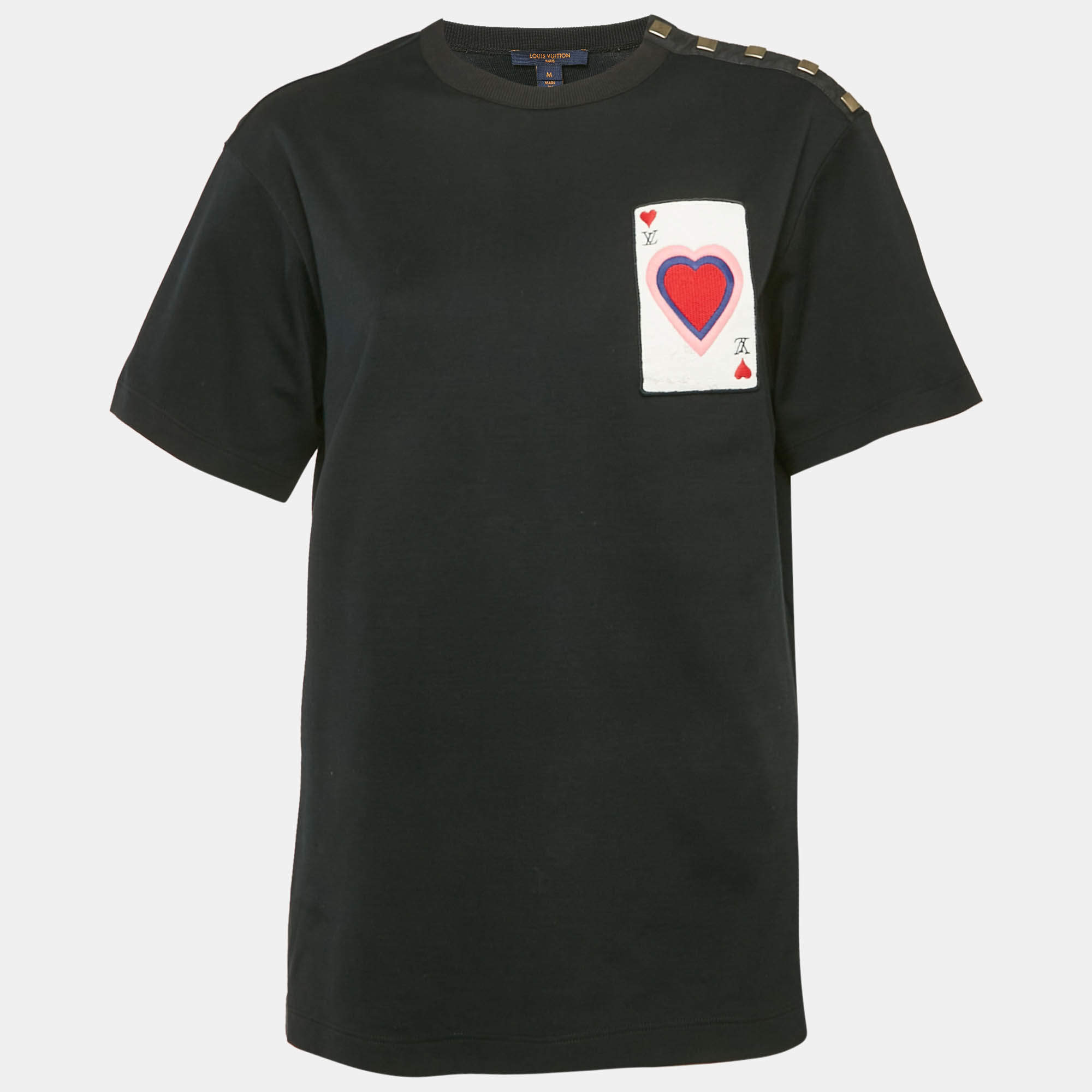 Louis Vuitton Black Cotton Stud Detail Game-On T-Shirt M
