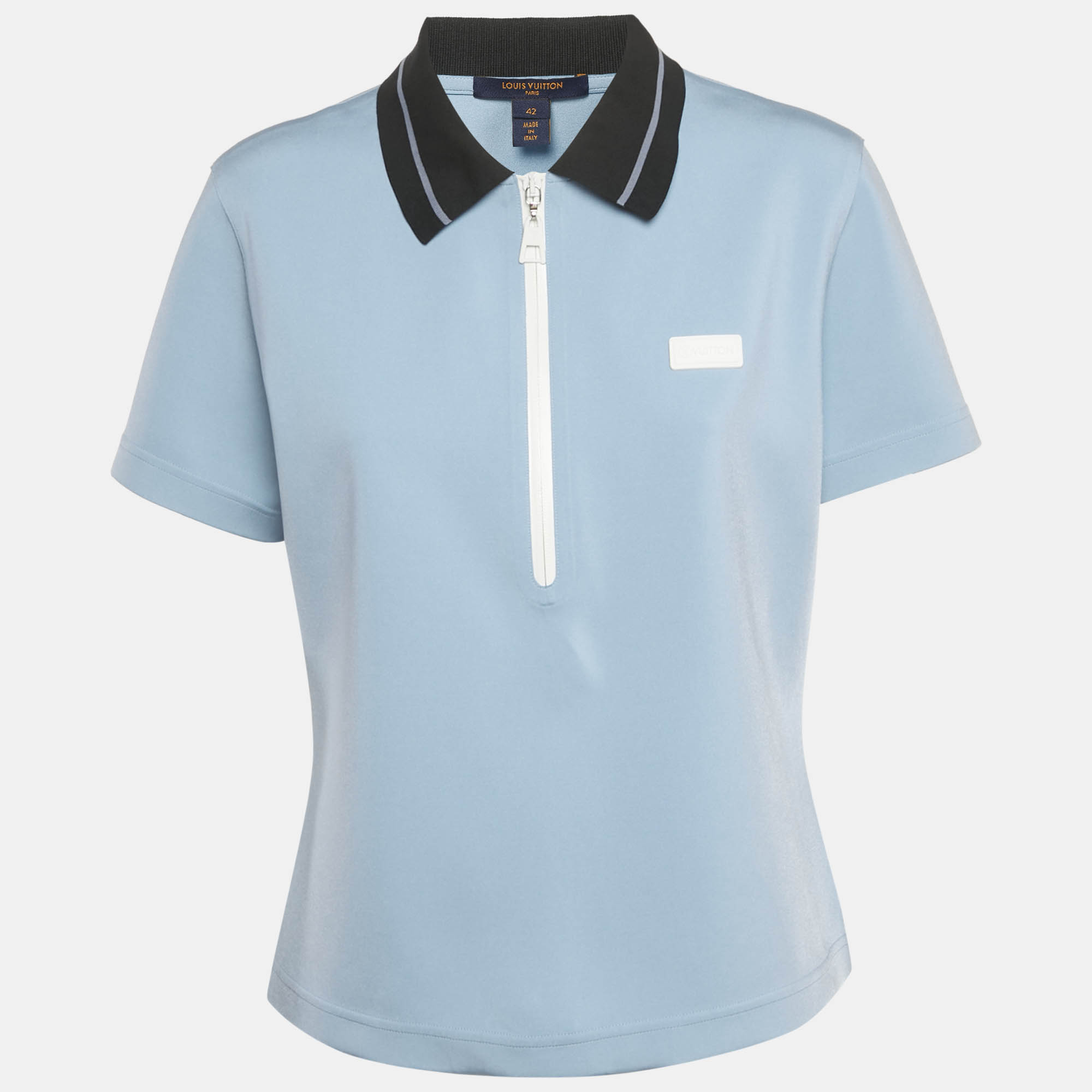 Louis Vuitton Blue LV Match Neoprene Polo T-Shirt L