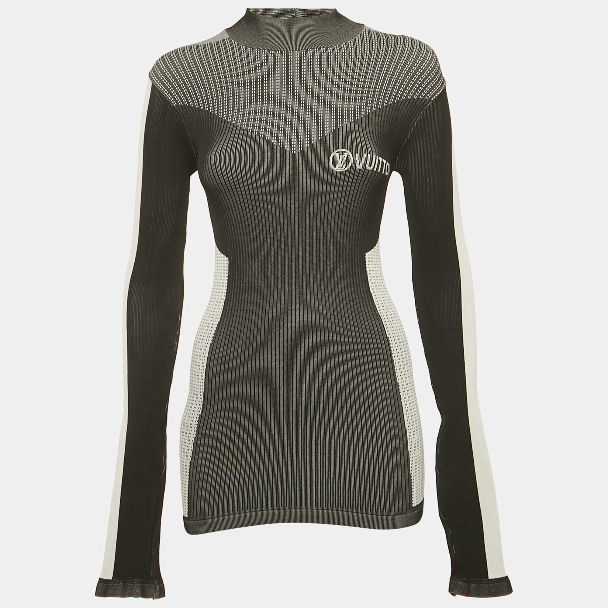 Louis Vuitton Black Rib Knit High Neck Pullover S