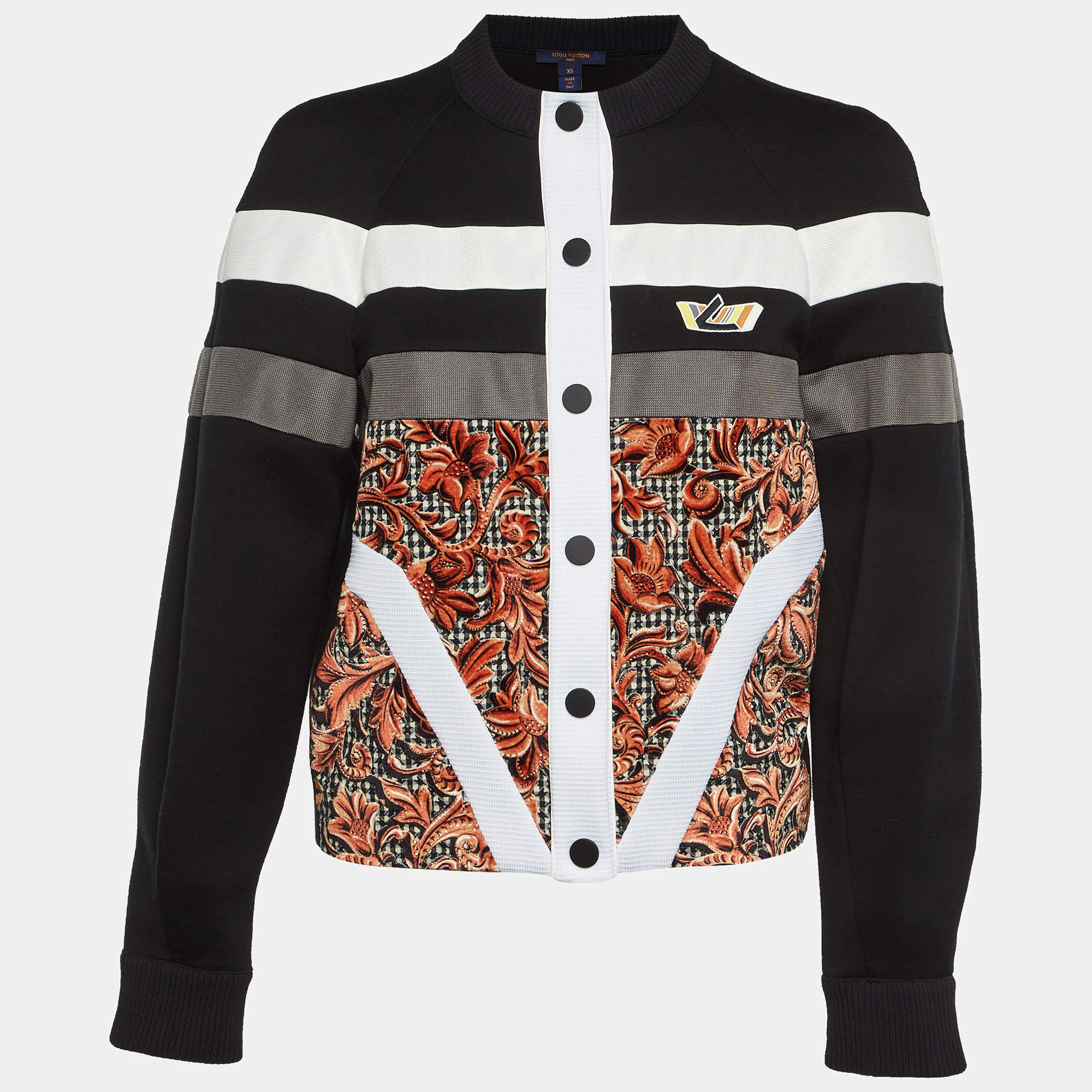 Pre Owned جاكيت لوي فيتون خليط قماش قطني أسود باتشوورك مقاس صغير جدًا (إكس سمول)